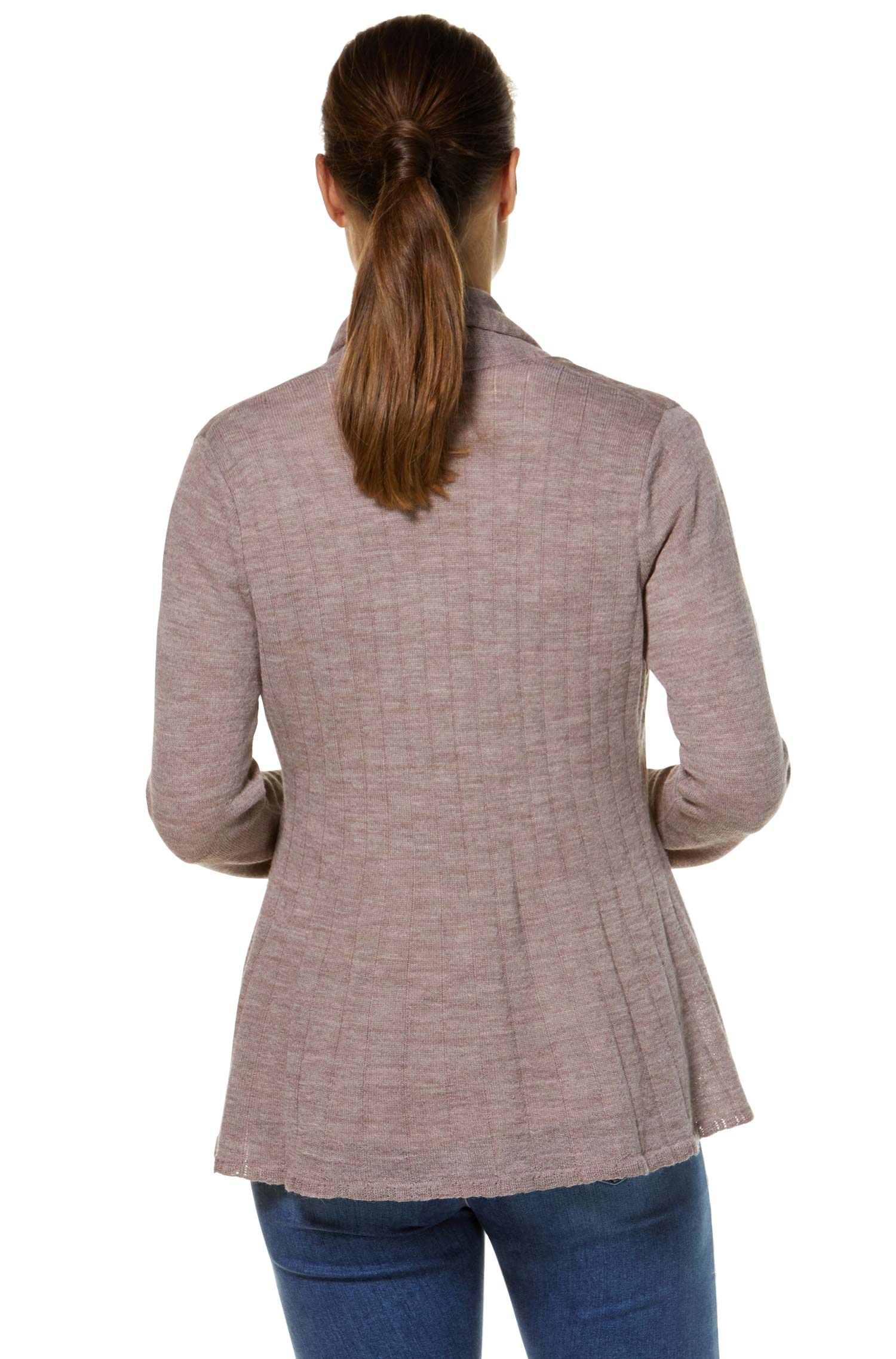 Alpaka Strickjacke PENELOPE aus 100% Baby Alpaka-flieder melange