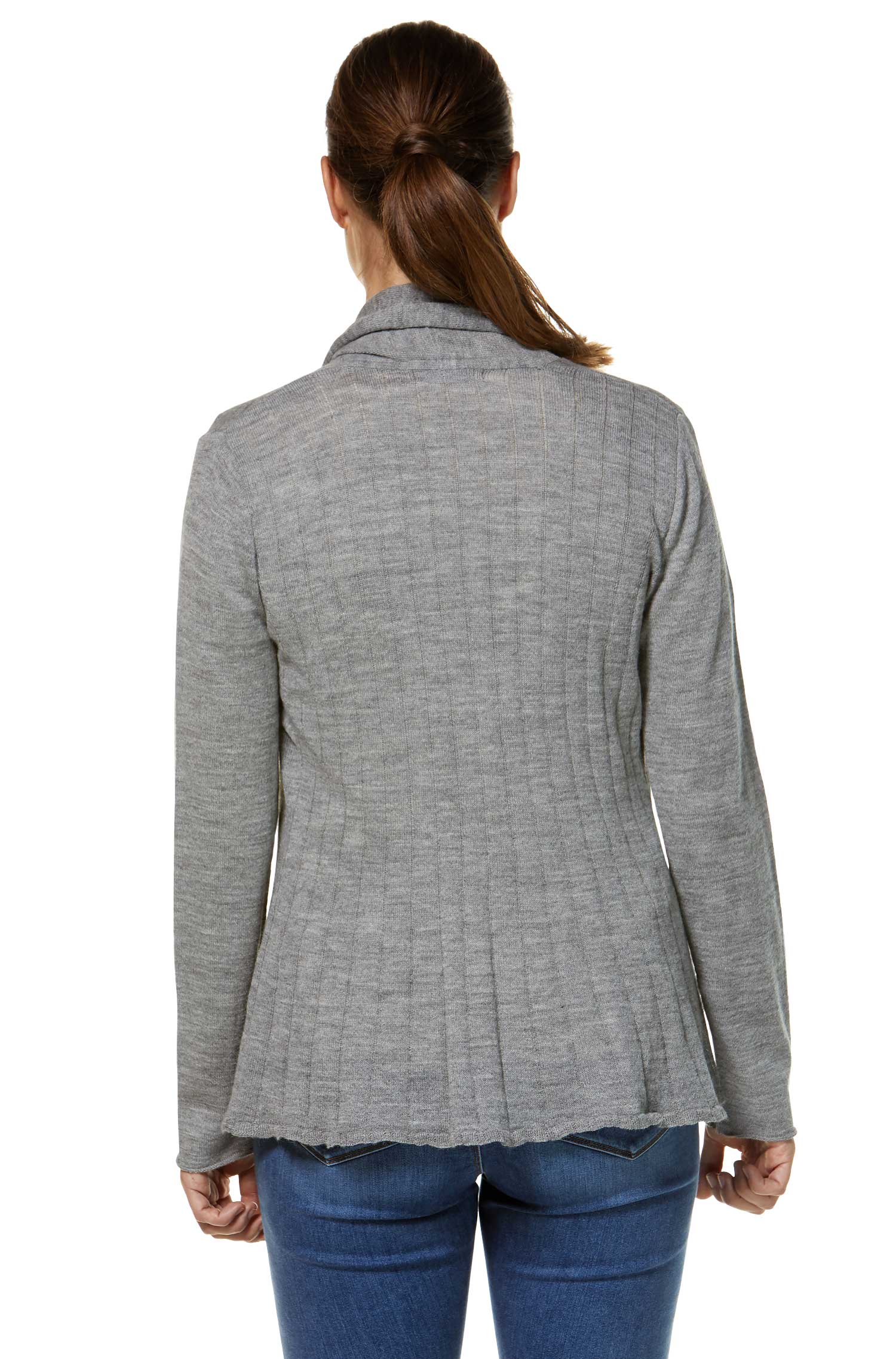 Alpaka Strickjacke PENELOPE aus 100% Baby Alpaka-silbergrau