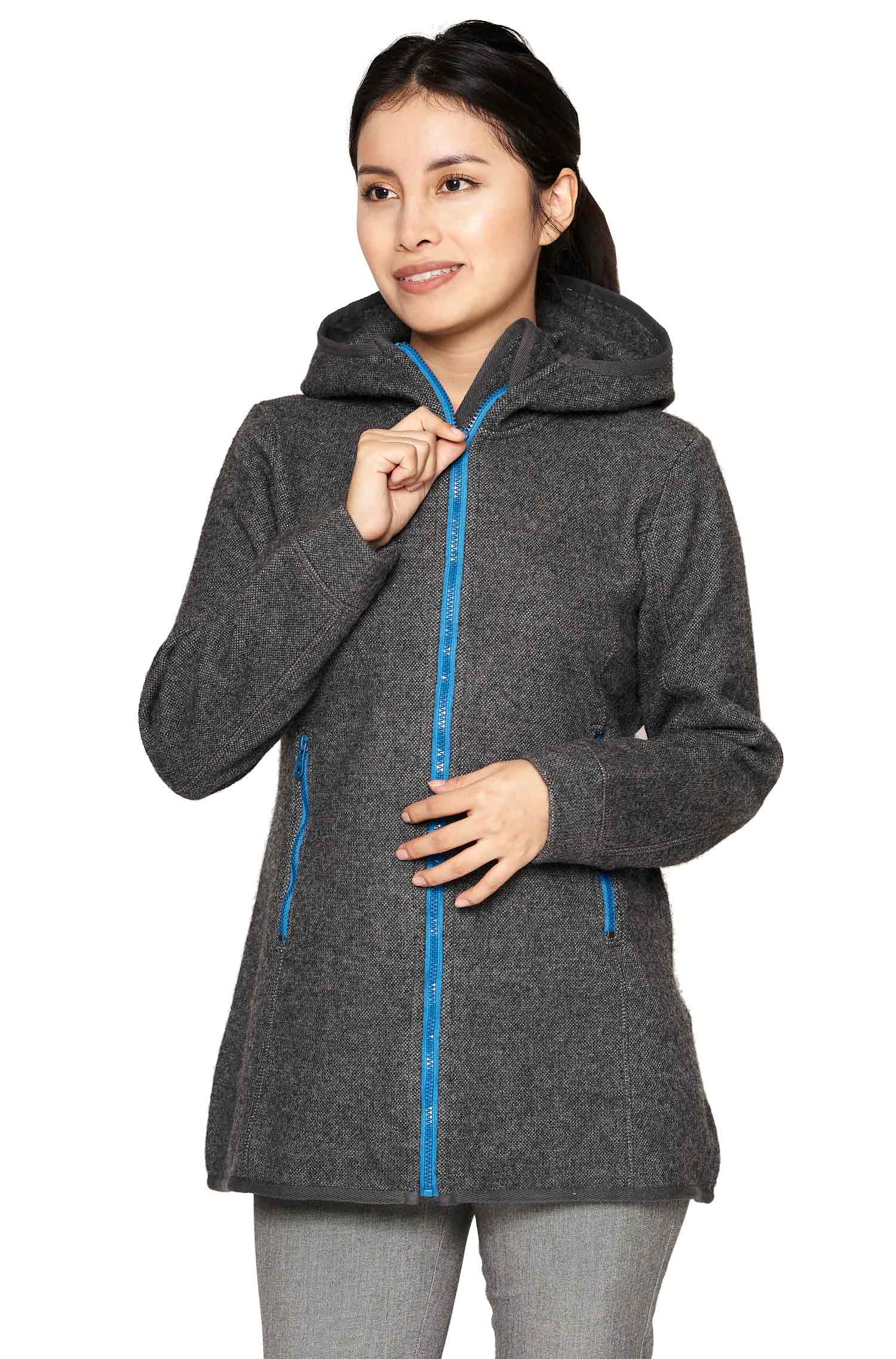 Alpaka Kapuzenjacke ALPACA SPORT aus Alpaka-Woll-Mix-anthrazit