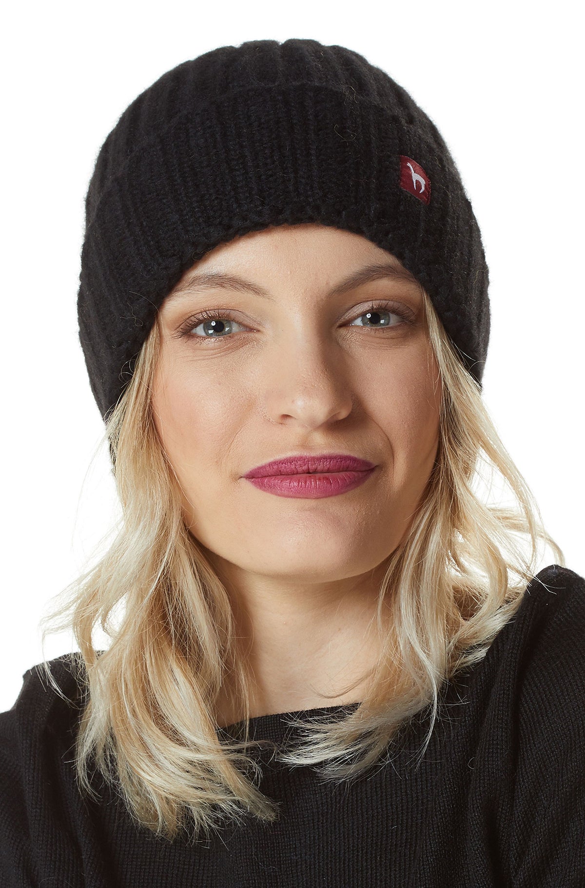 Alpaka Mütze BIANCA aus Baby Alpaka und Woll-Mix-schwarz