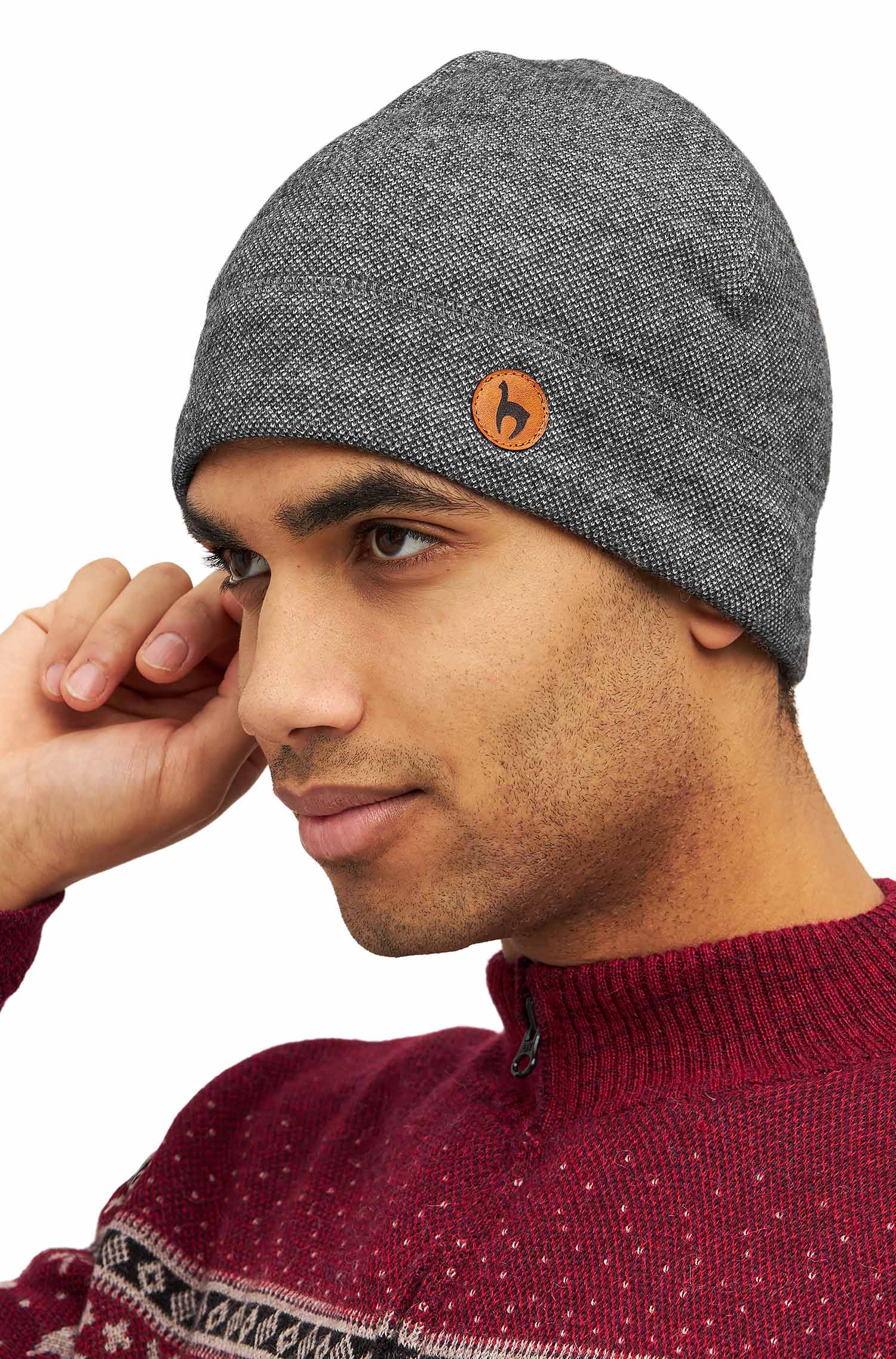 Alpaka Mütze ALPACA SPORT aus Baby Alpaka und Wolle-anthrazit