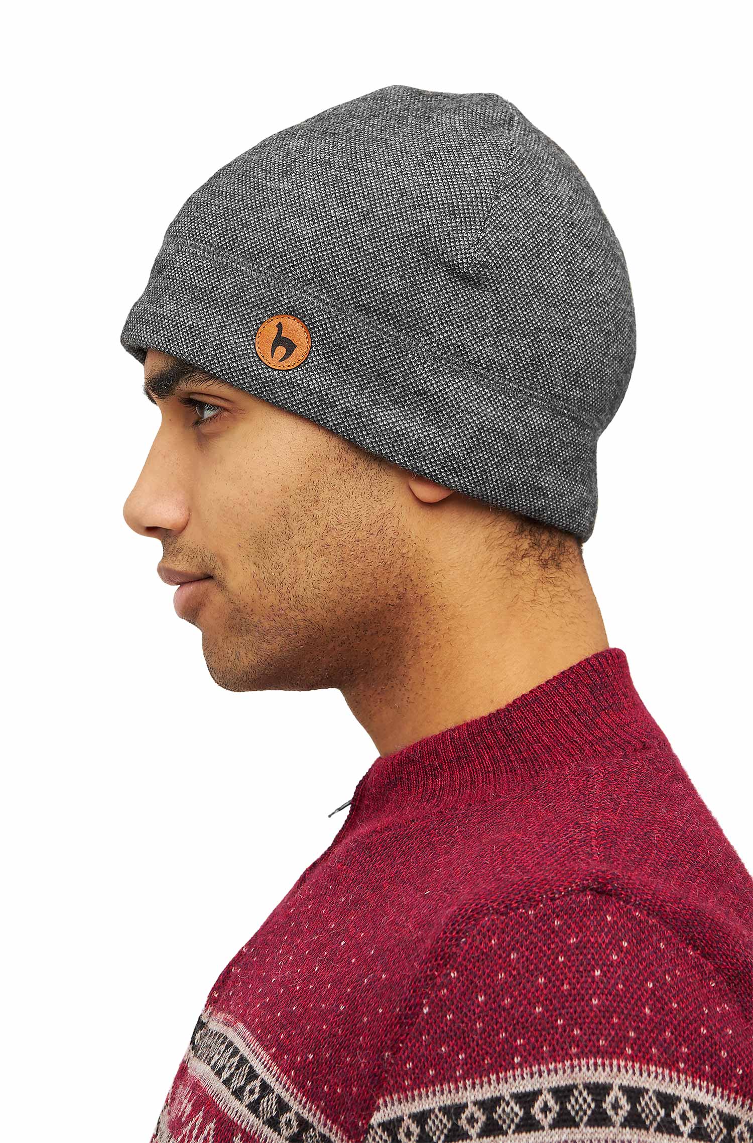 Alpaka Mütze ALPACA SPORT aus Baby Alpaka und Wolle-anthrazit