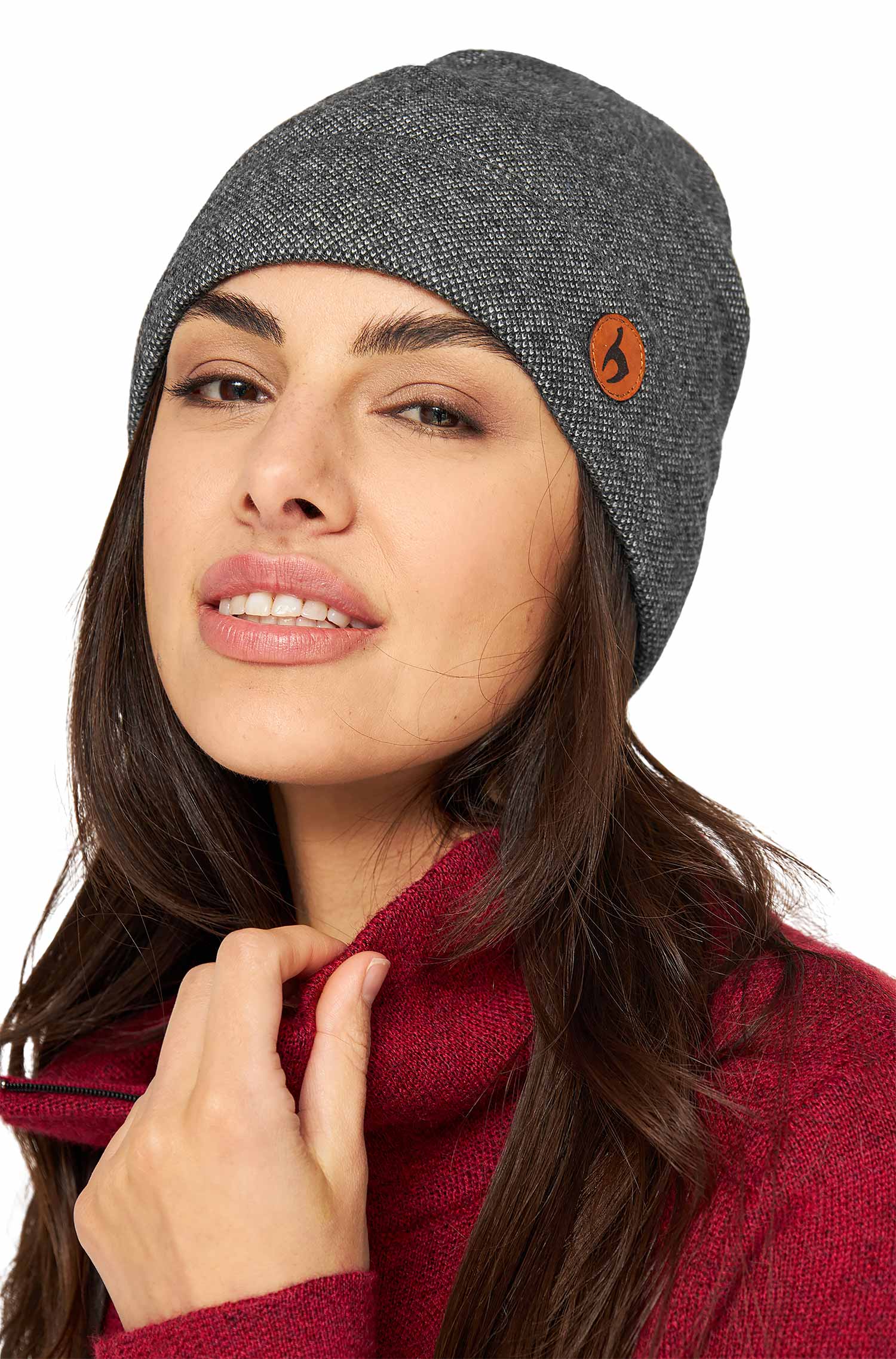 Alpaka Mütze ALPACA SPORT aus Baby Alpaka und Wolle-anthrazit