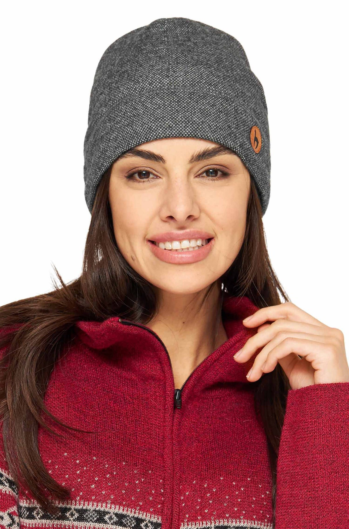 Alpaka Mütze ALPACA SPORT aus Baby Alpaka und Wolle-anthrazit