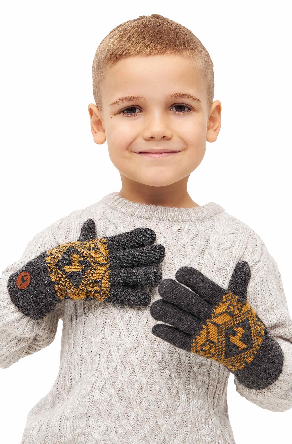Alpaka Fingerhandschuhe ANDEN ROCA aus 100% Alpaka Superfine-grau