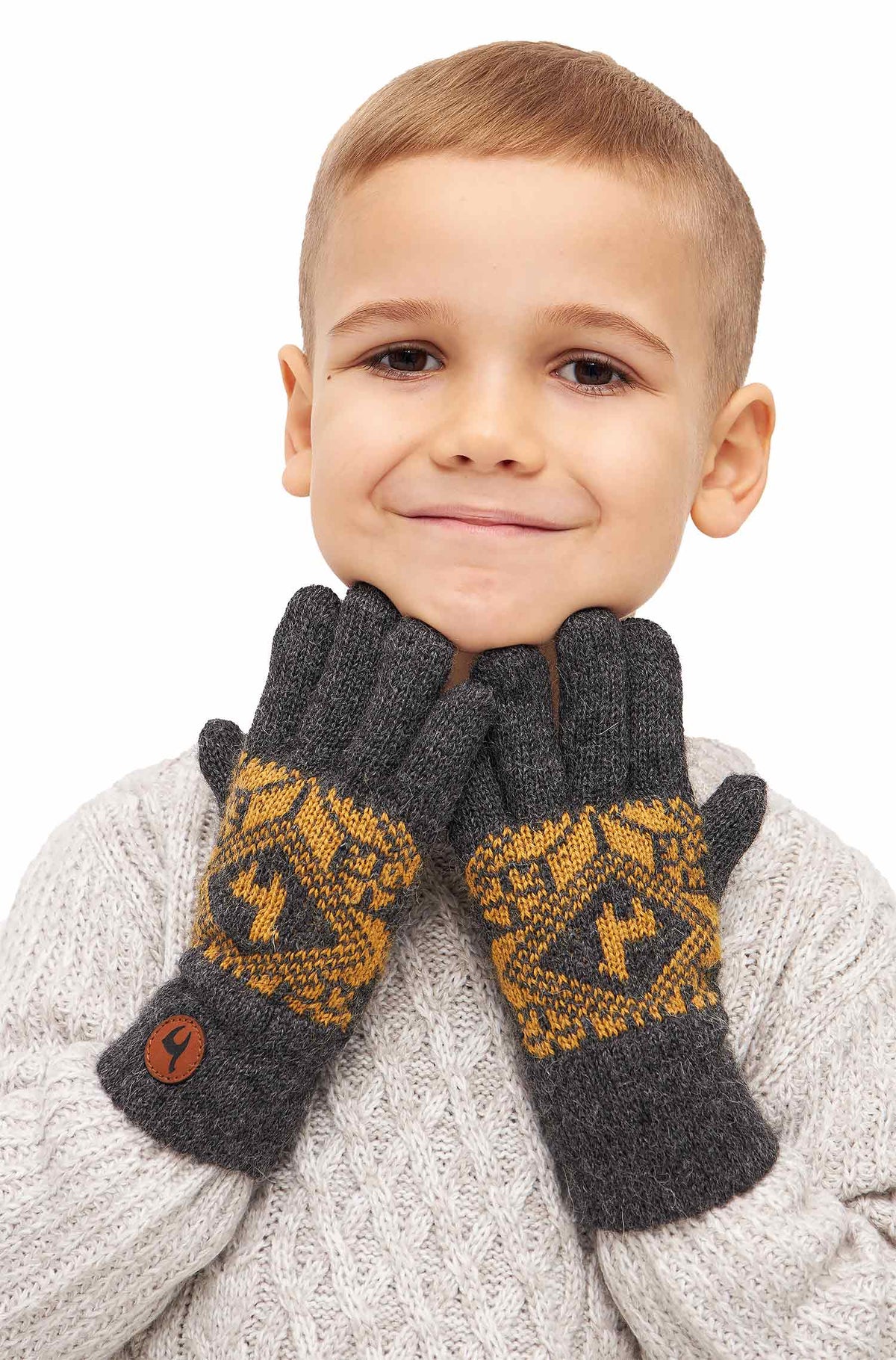 Alpaka Fingerhandschuhe ANDEN ROCA aus 100% Alpaka Superfine-grau