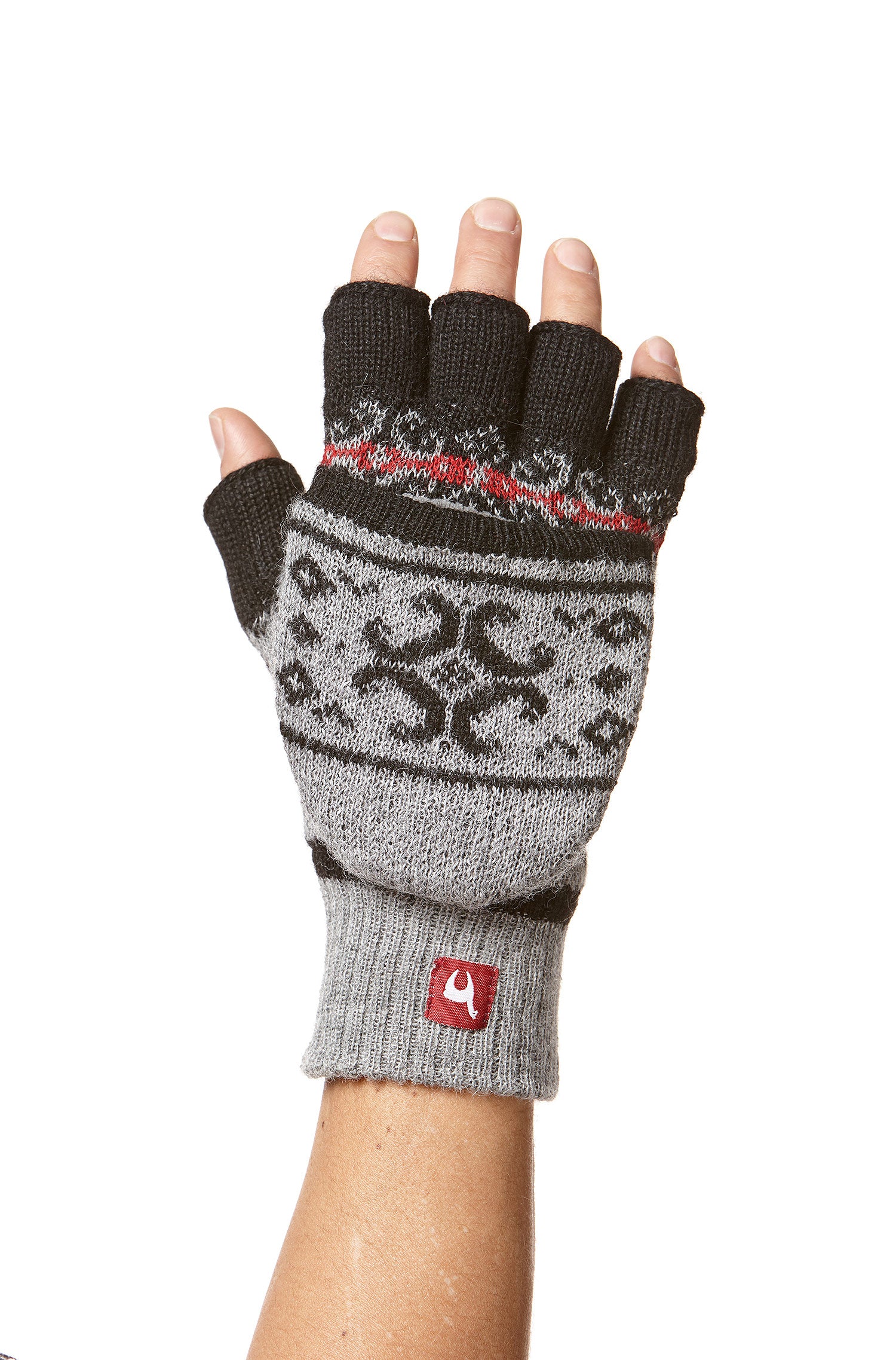 Alpaka Känguru Handschuhe ANDEN VIENTOS aus 100% Alpaka Superfine-grau