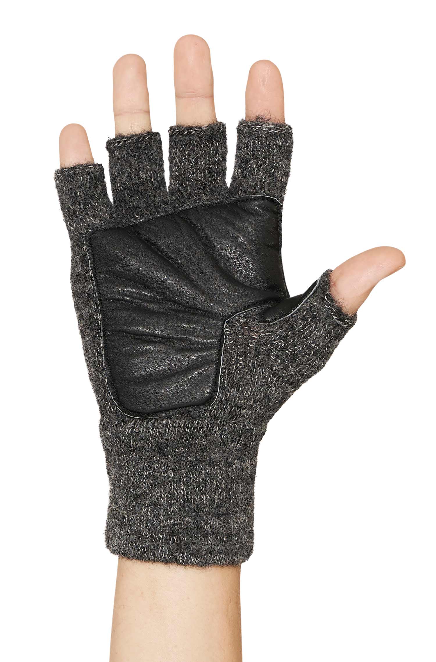 Fingerlose Handschuhe mit Leder-Handfläche MACHA-anthrazit