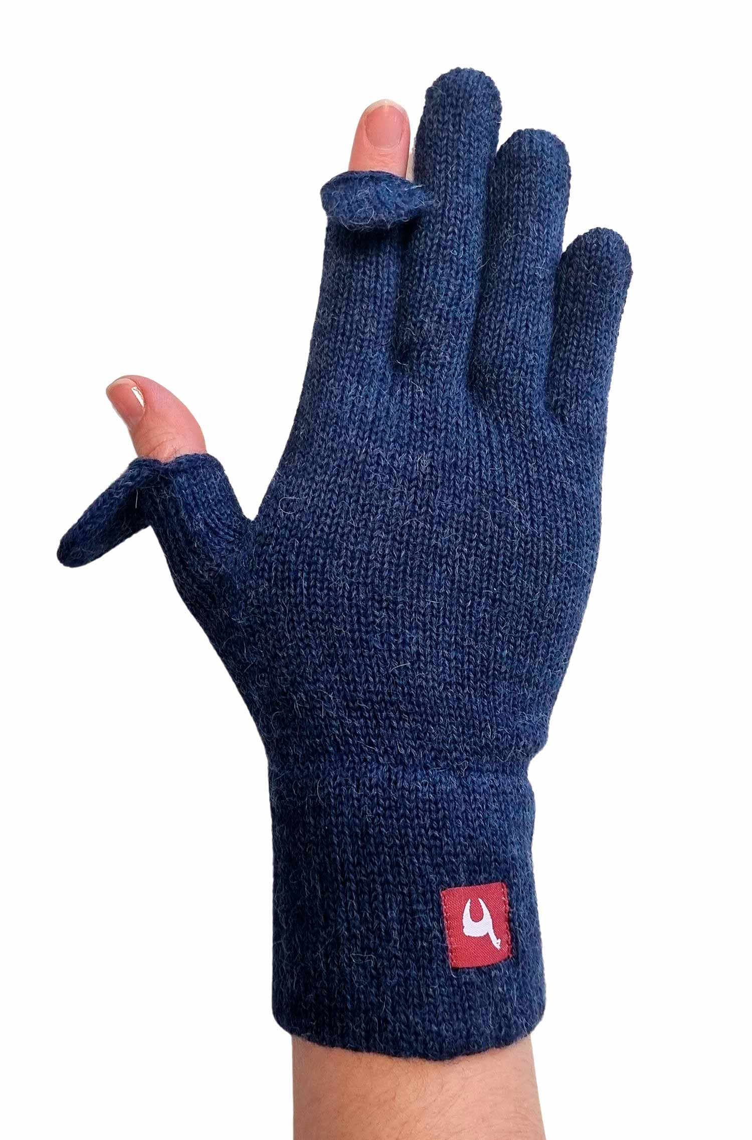 Alpaka Fingerhandschuhe TOUCH aus 100% Baby Alpaka-blau meliert