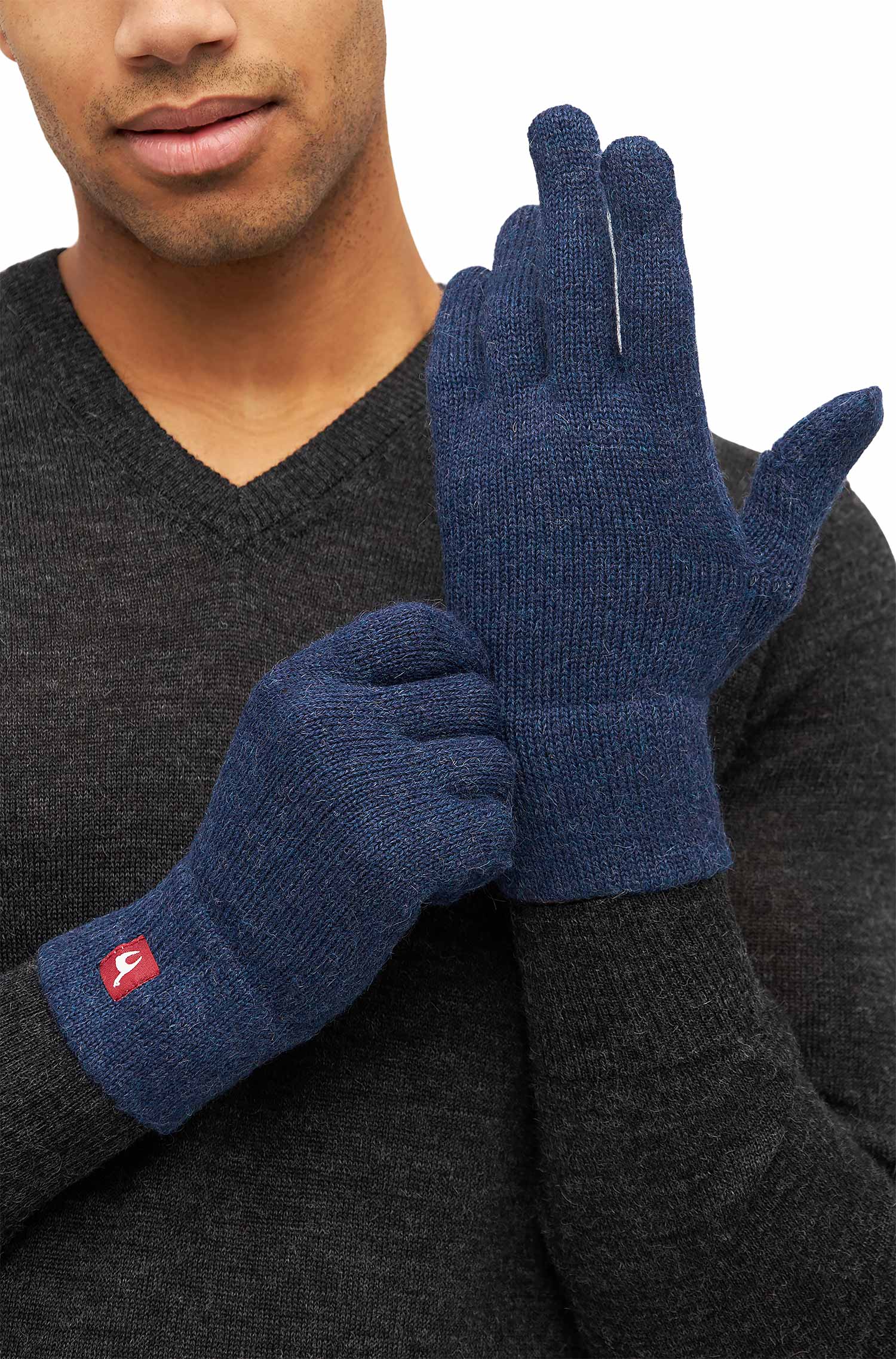 Alpaka Fingerhandschuhe TOUCH aus 100% Baby Alpaka-blau meliert