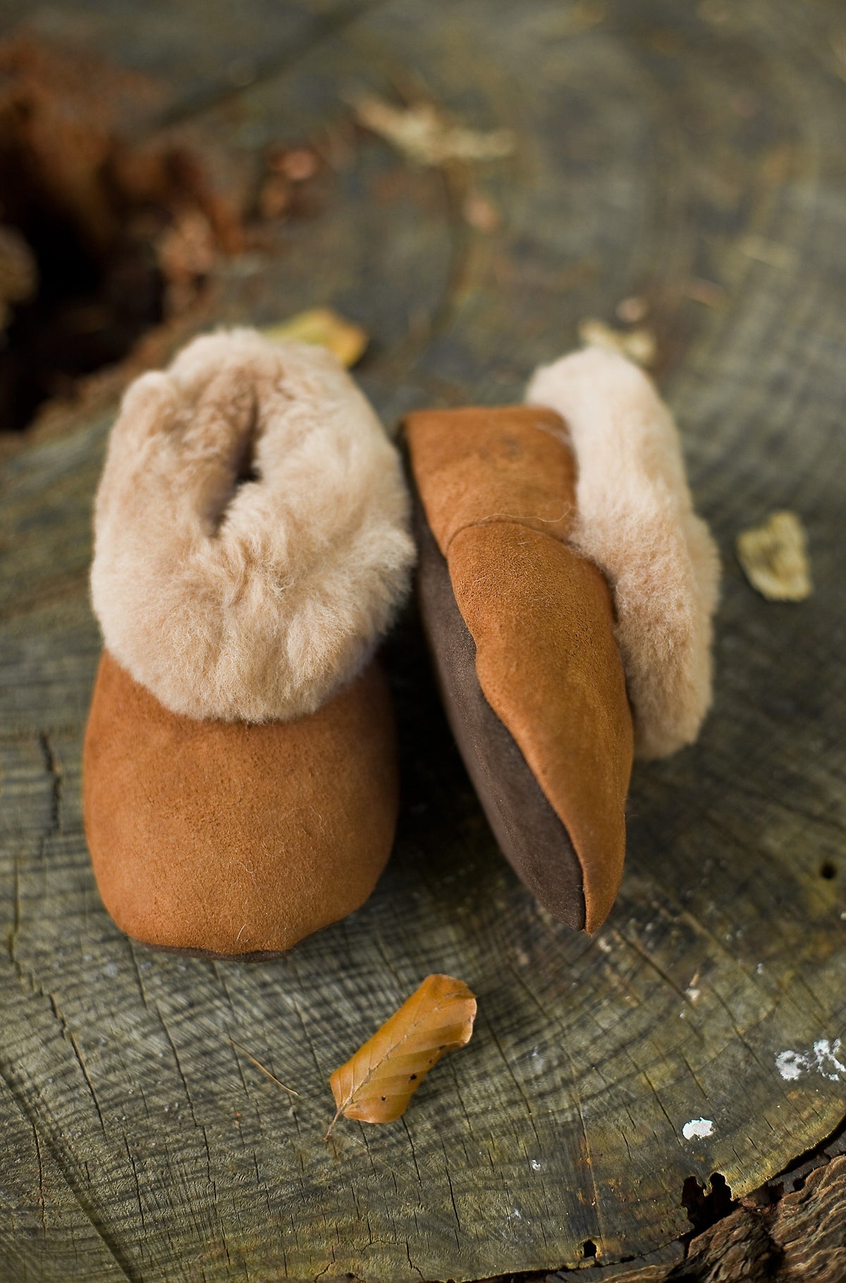 Kinder Pantoffeln FELL-braun