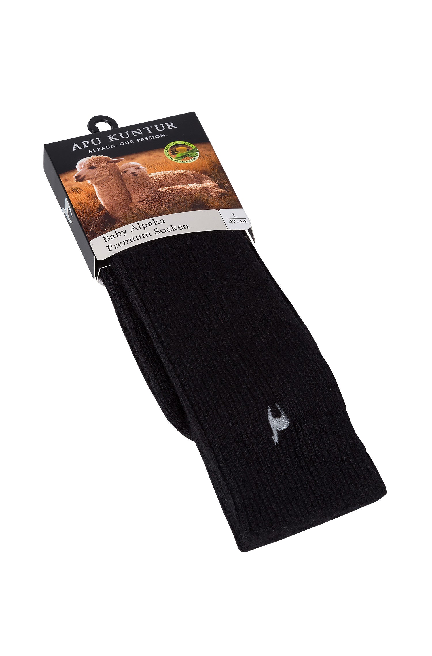 Alpaka Socken PREMIUM aus 70% Baby Alpaka & 25% Baumwolle-schwarz