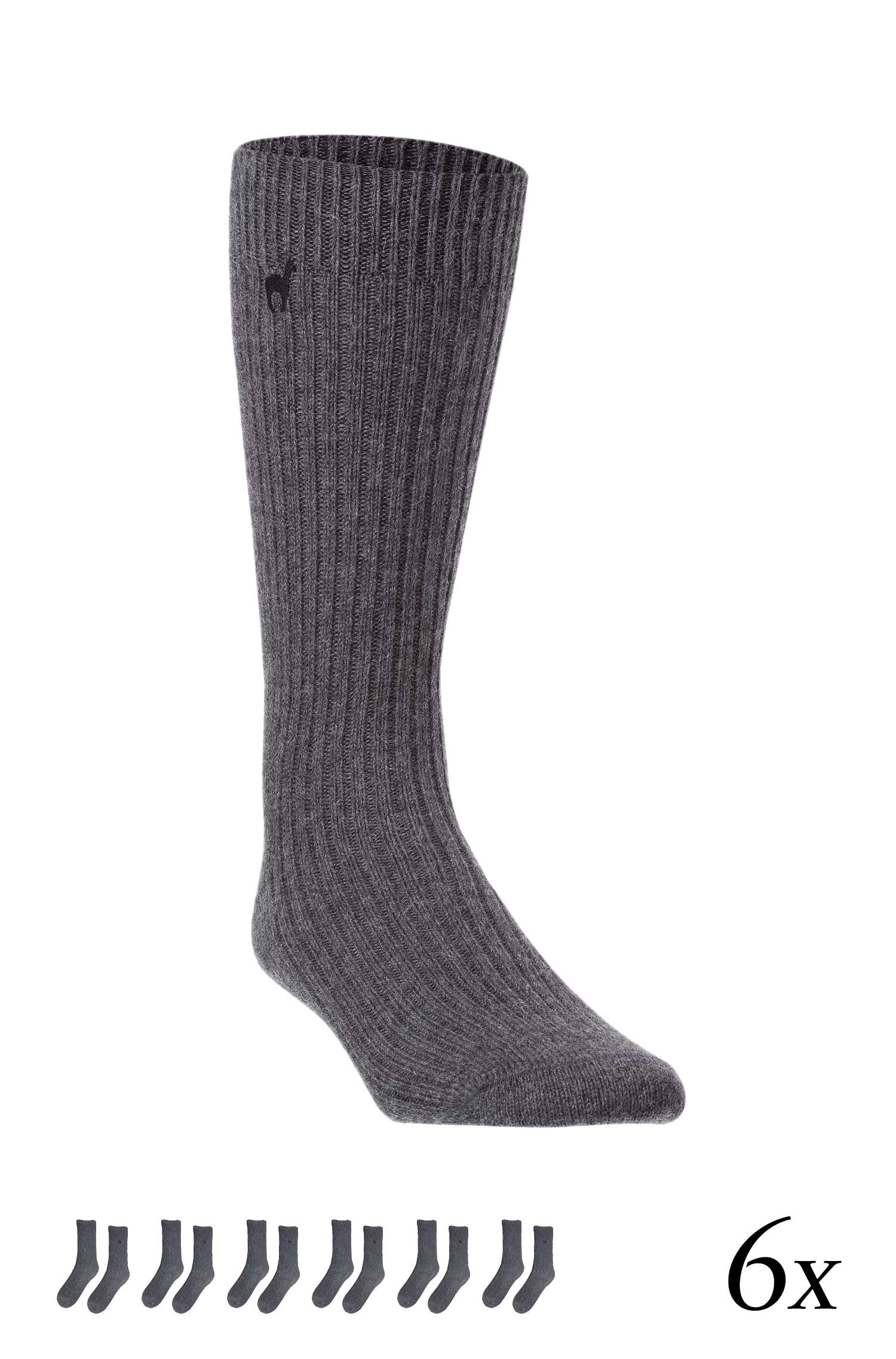 Alpaka Socken PREMIUM 6er Pack aus 70% Baby Alpaka & 25% Baumwolle-grau