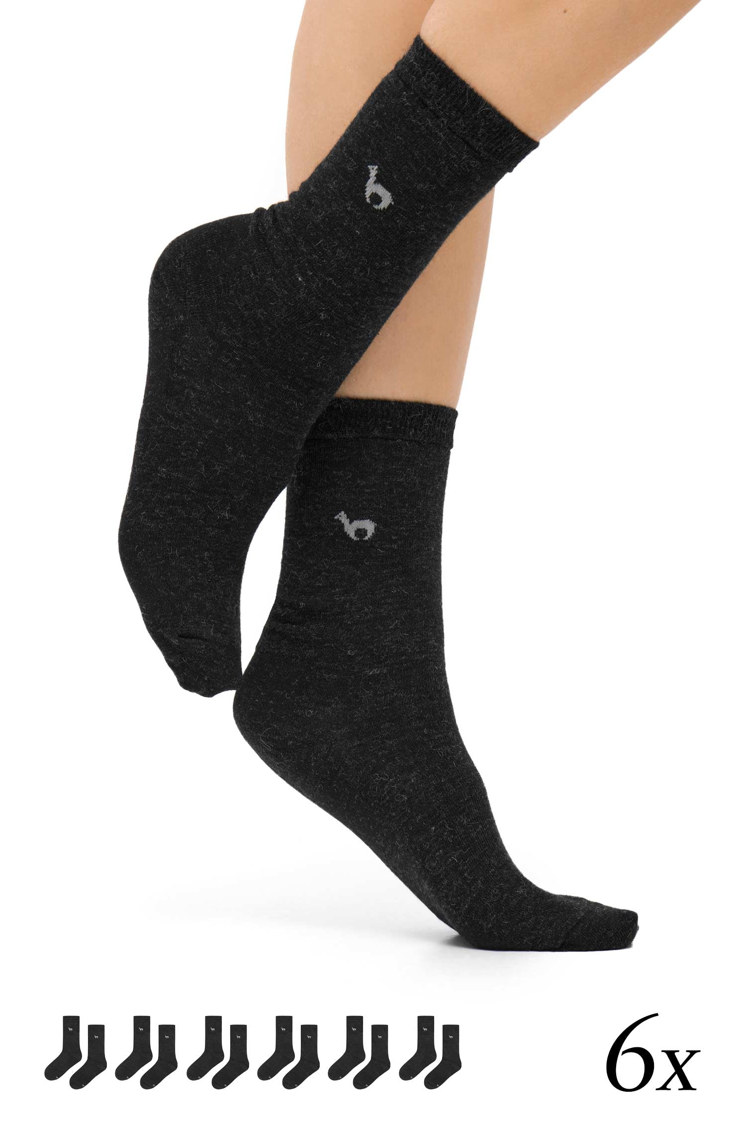 Alpaka Socken BUSINESS PREMIUM 6er Pack aus 70% Alpaka & 20% Baumwolle-anthrazit
