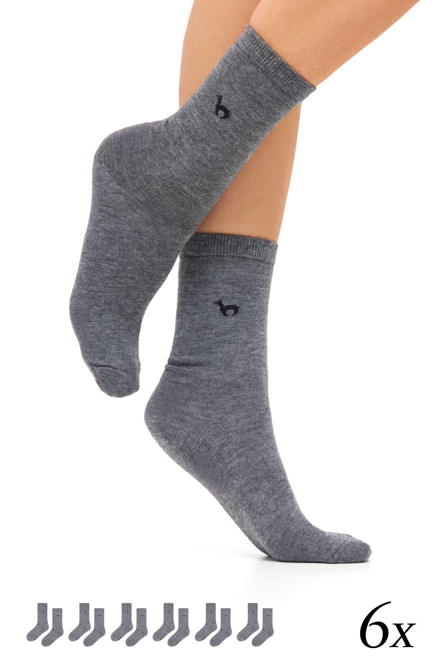 Alpaka Socken BUSINESS PREMIUM 6er Pack aus 70% Alpaka & 20% Baumwolle-grau