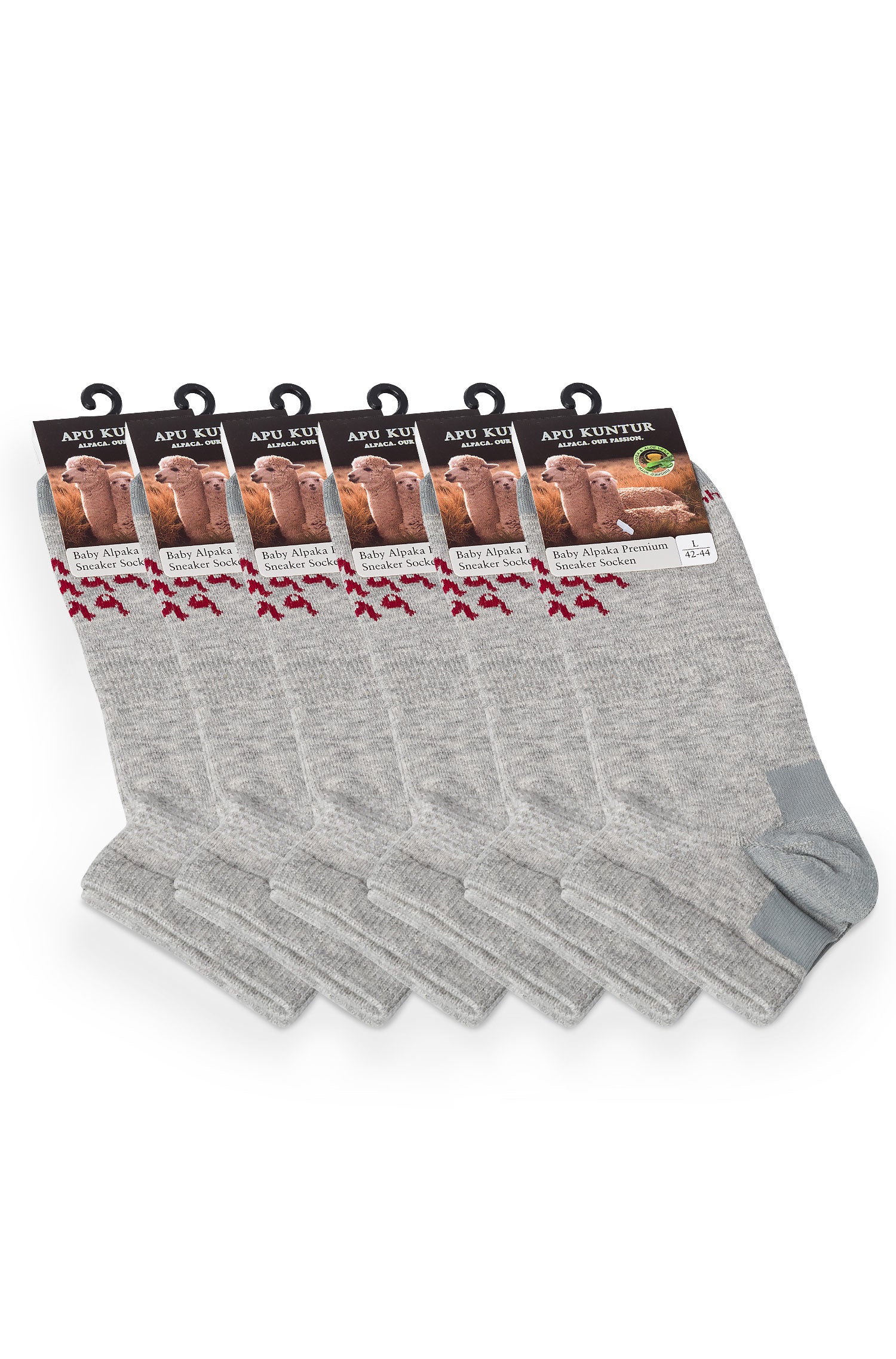 Alpaka SNEAKER-SOCKEN 6er Pack aus 70% Baby Alpaka & 25% Pima Baumwolle-silbergrau
