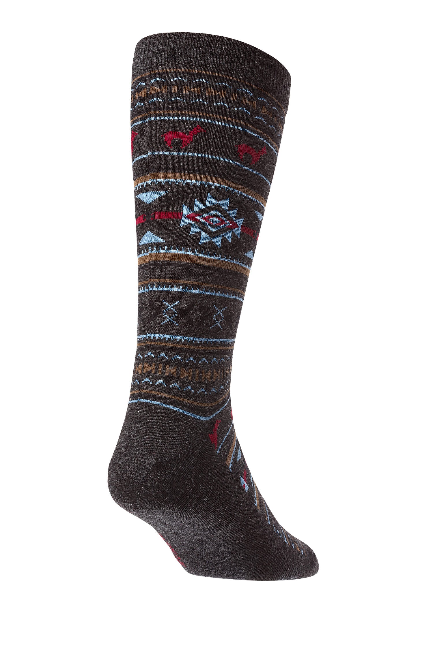 Alpaka Socken JACQUARD aus 70% Baby Alpaka und 25% Pima Baumwolle-grau/blau