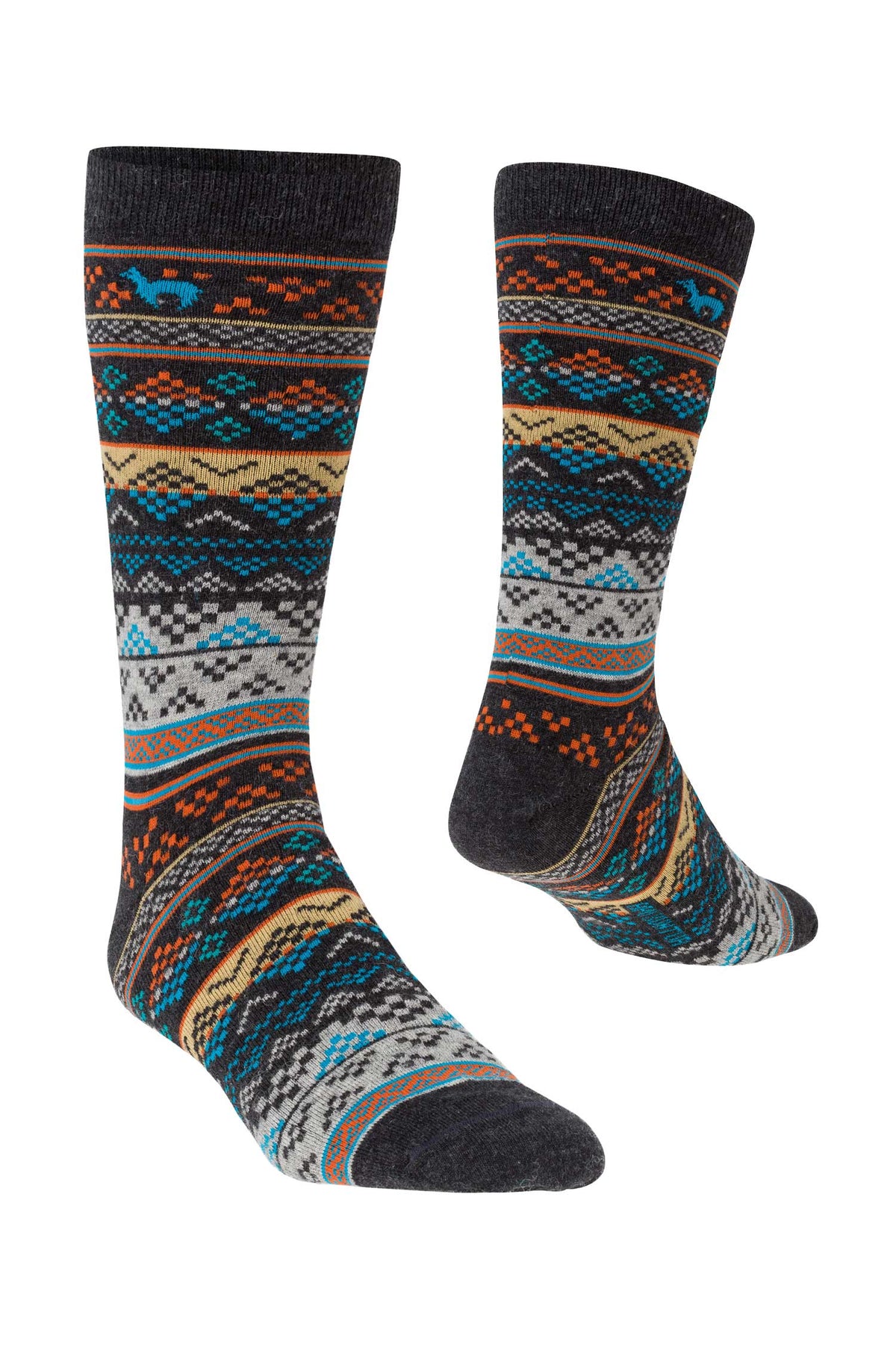 Alpaka Socken INKA aus 70% Baby Alpaka & 25% Pima Baumwolle-blau/apricot