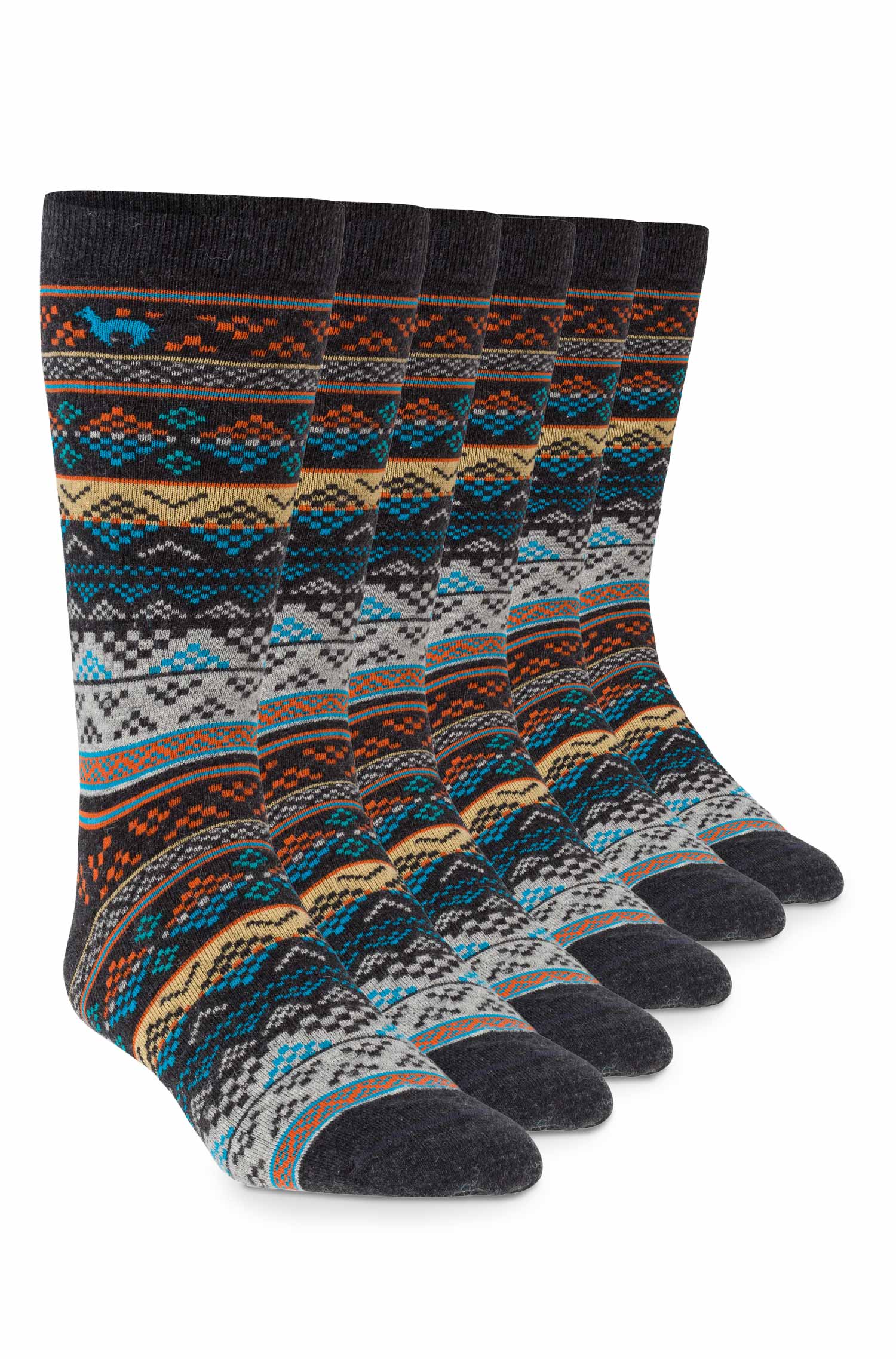 Alpaka Socken INKA 6er Pack aus 70% Baby Alpaka & 25% Pima Baumwolle-blau/apricot