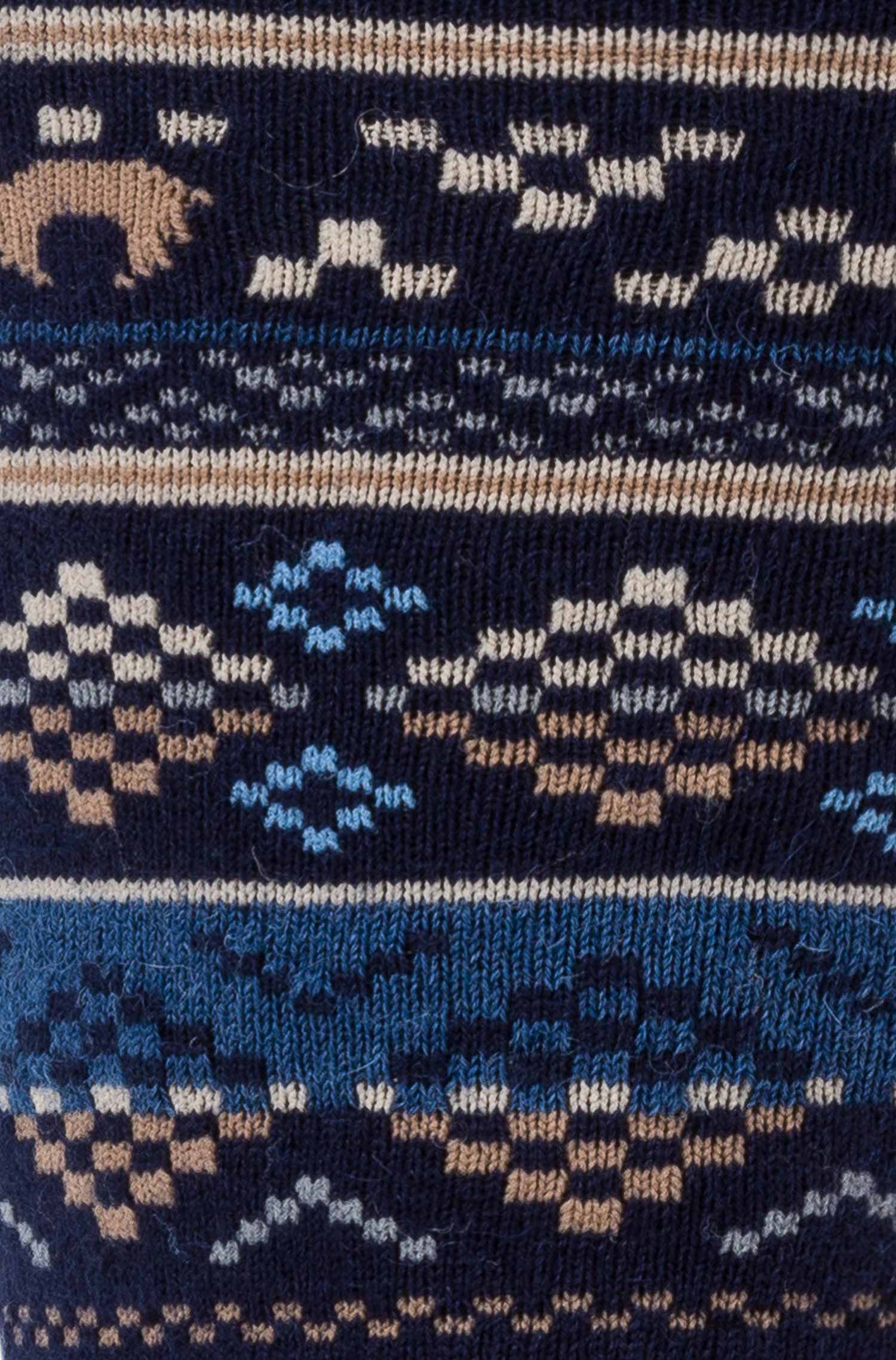 Alpaka Socken INKA 6er Pack aus 70% Baby Alpaka & 25% Pima Baumwolle-blau/sand
