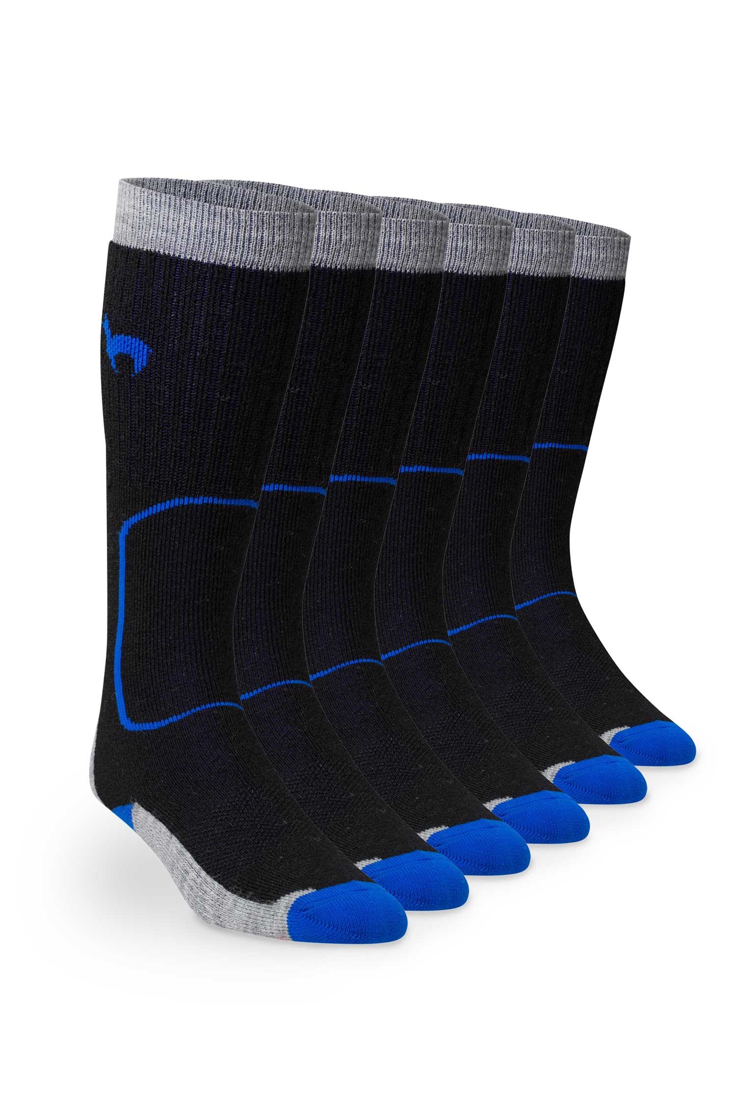 Alpaka KINDER SKI SOCKEN 6er Pack aus Alpaka Woll-Mix-schwarz/grau