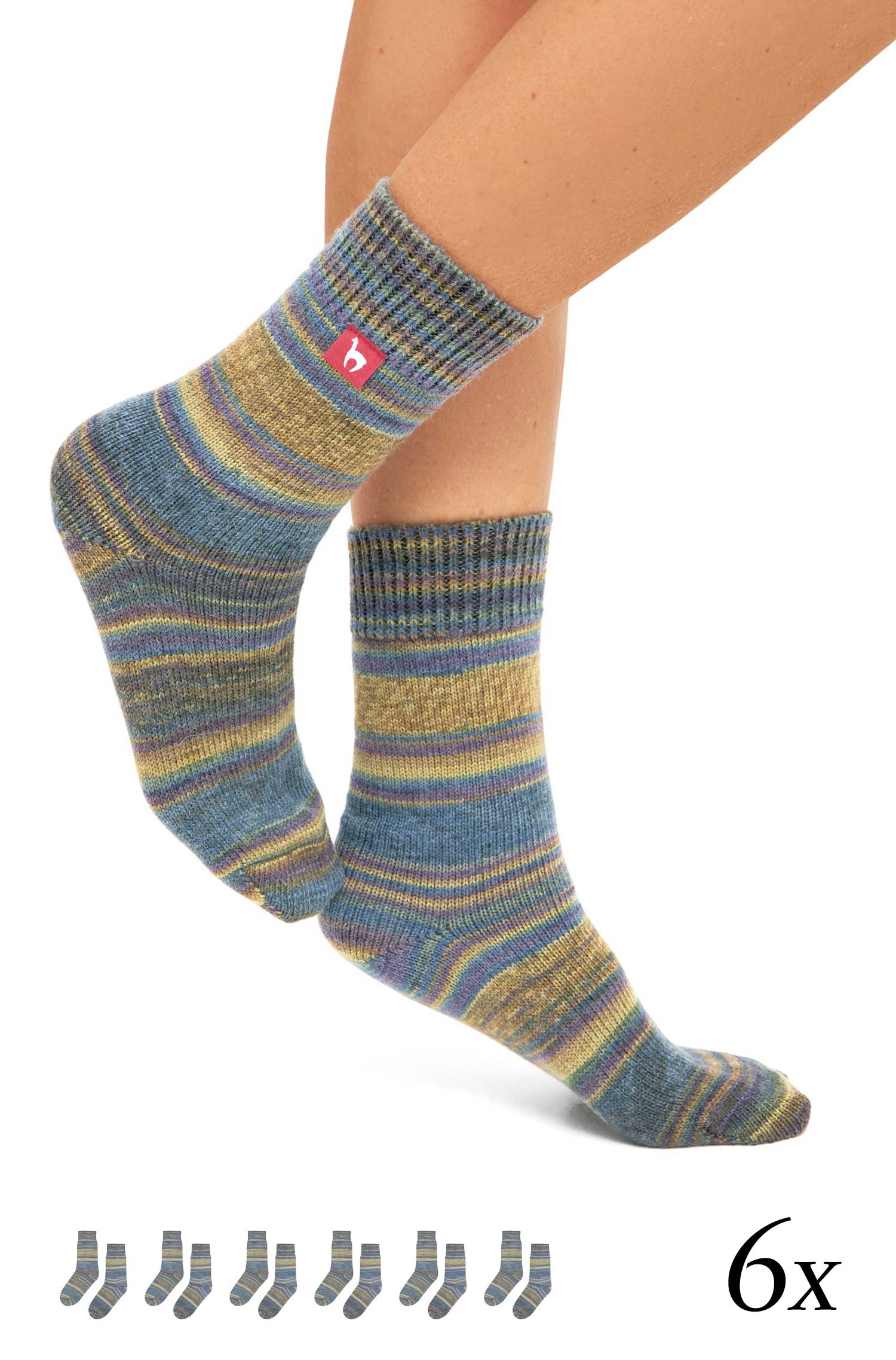 Alpaka Kuschel-Socken HARMONY - 6er Pack aus Alpaka-Wolle-Mix-lavendel