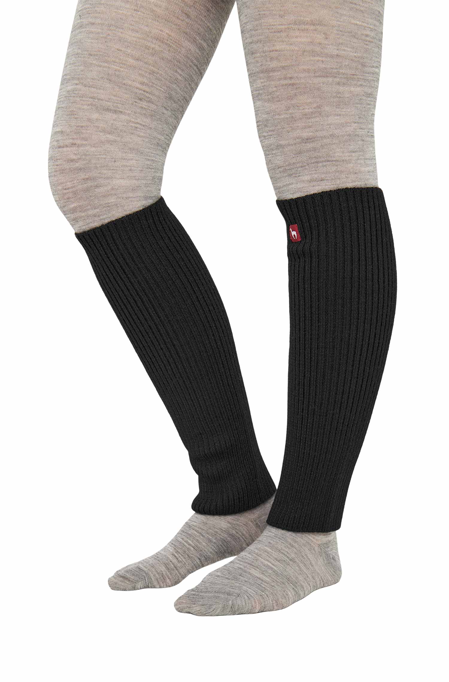 Alpaka Beinstulpen RIPP kurz aus 100% Baby Alpaka-schwarz