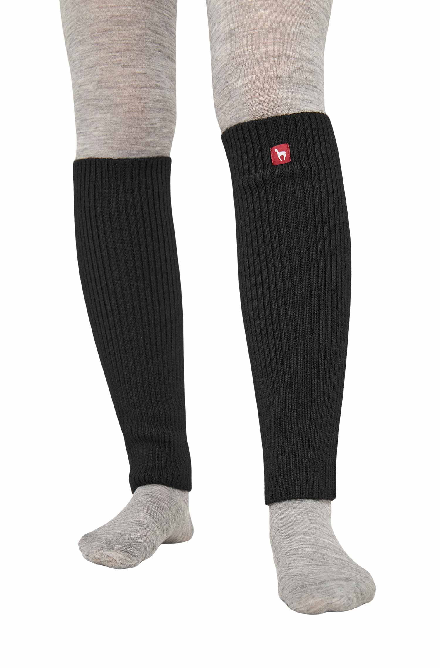 Alpaka Beinstulpen RIPP kurz aus 100% Baby Alpaka-schwarz