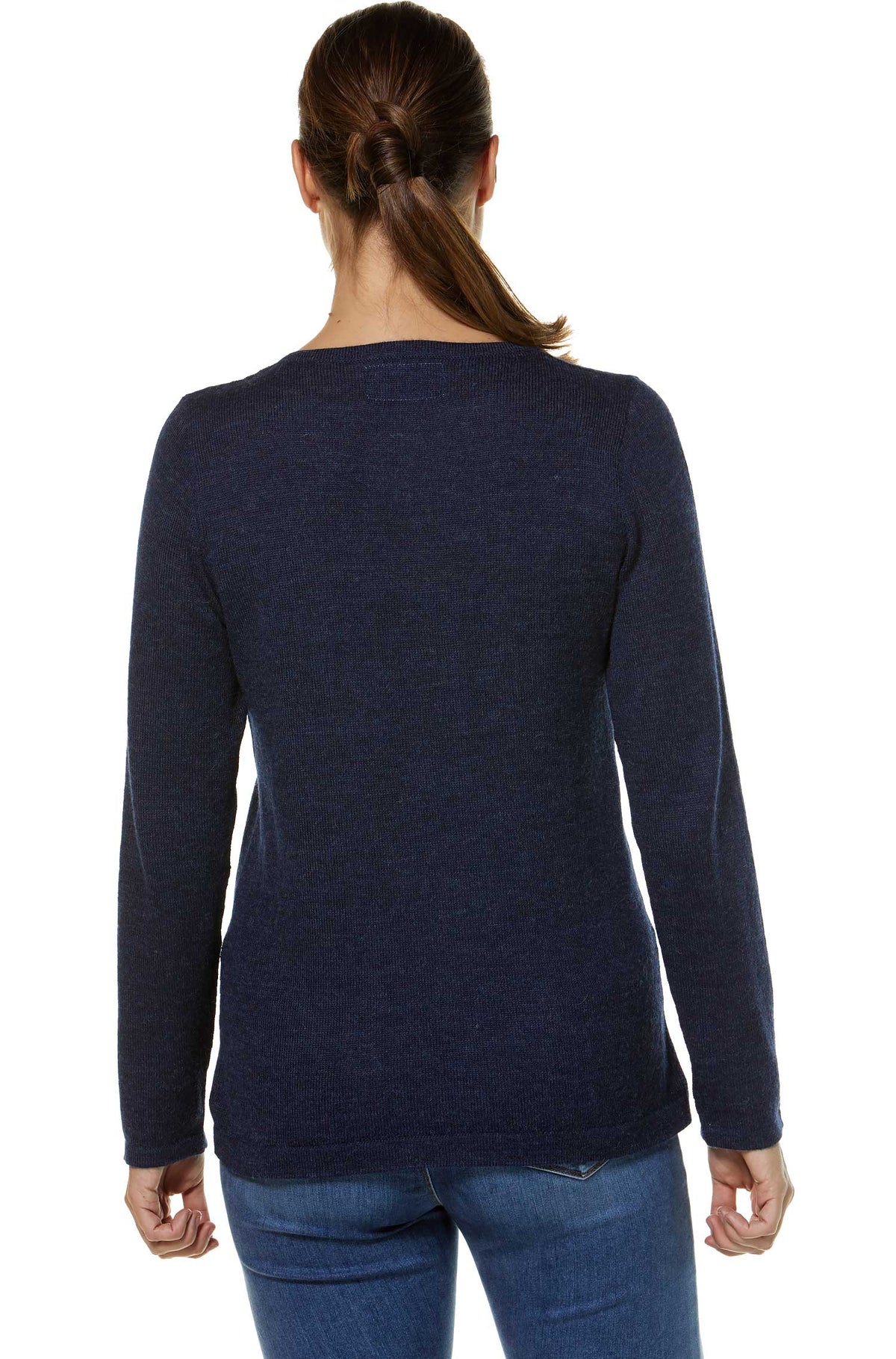 Alpaka Pullover UNI-blau meliert