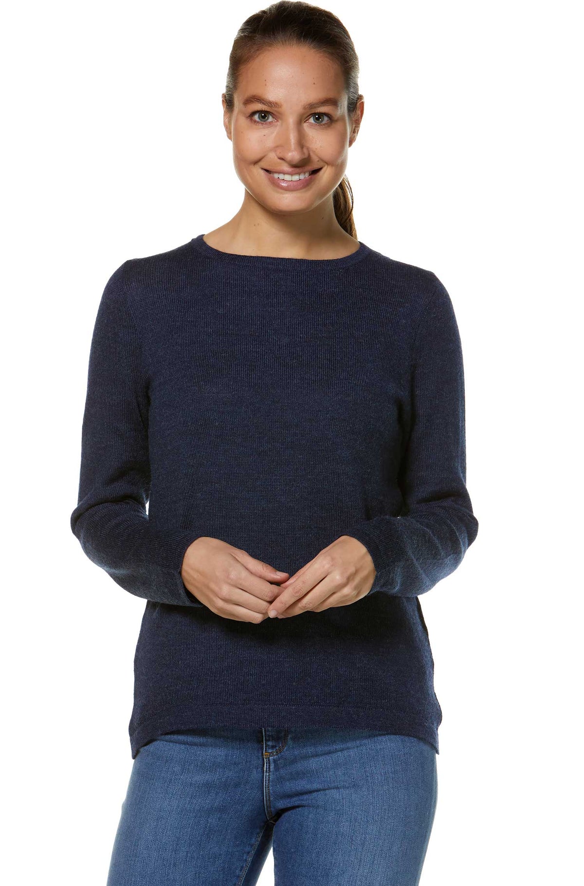 Alpaka Pullover UNI-blau meliert