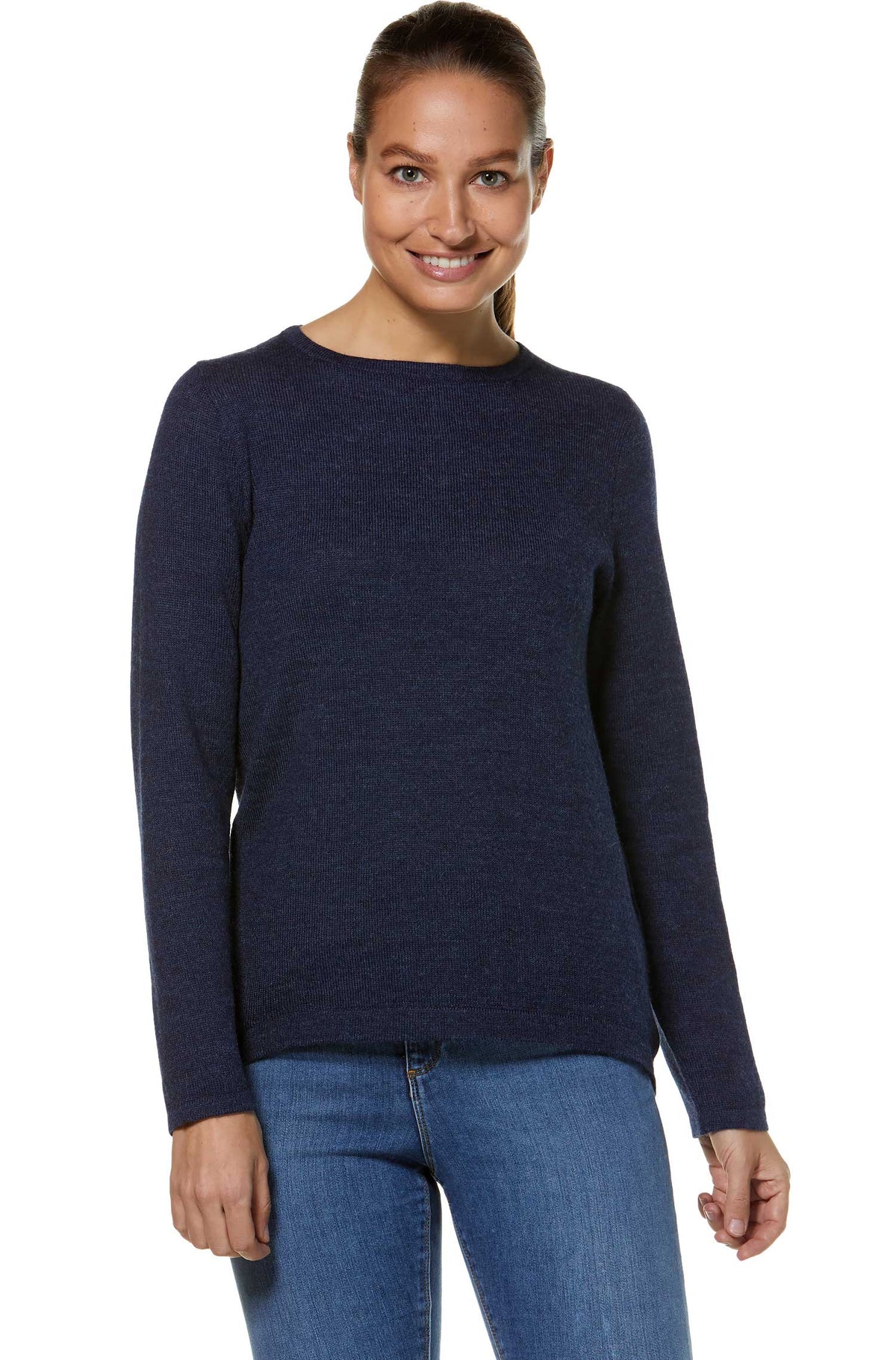 Alpaka Pullover UNI-blau meliert