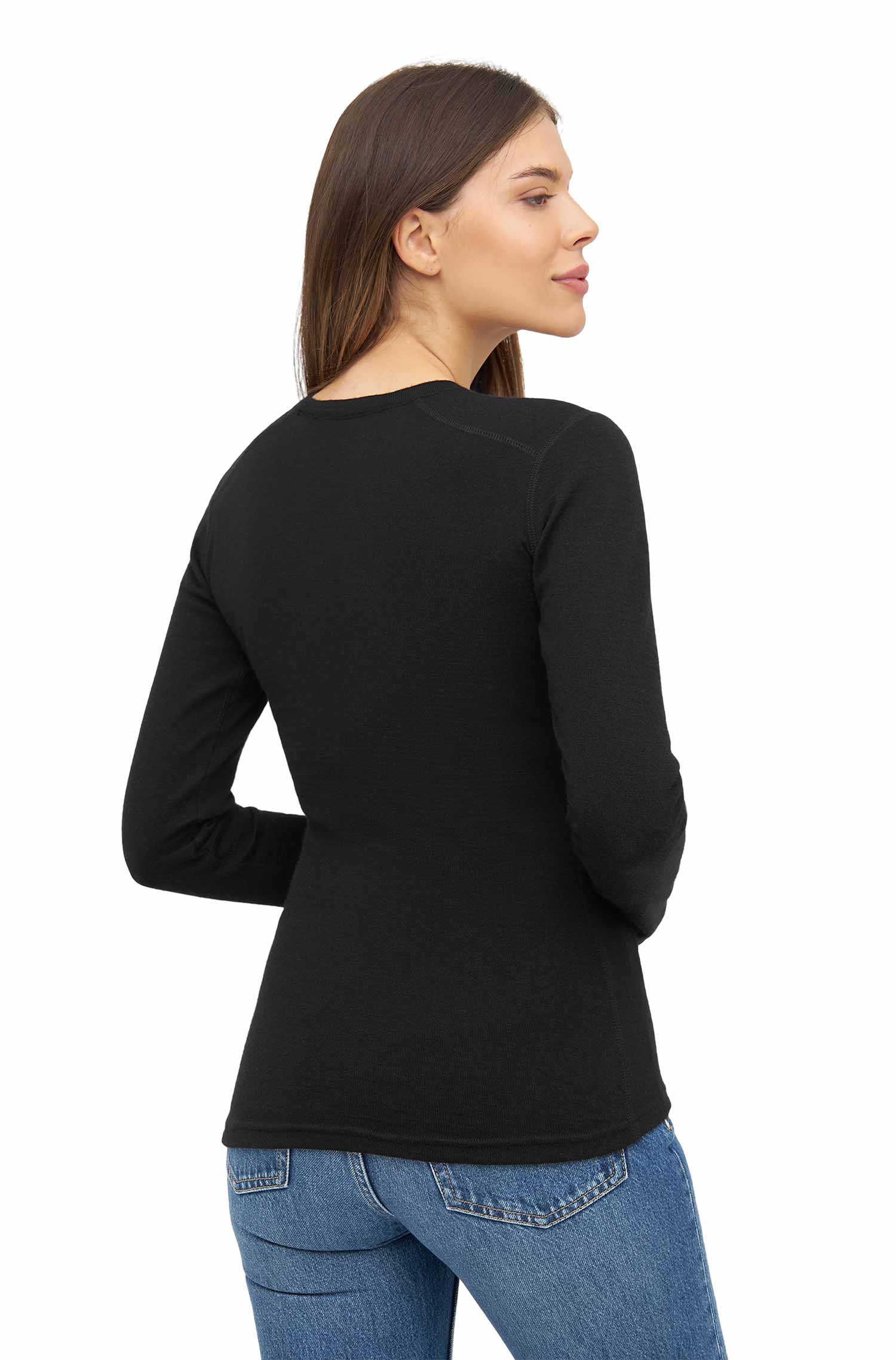 Alpaka Baselayer THERMO Langarm-Shirt für Damen aus Royal Alpaka-schwarz