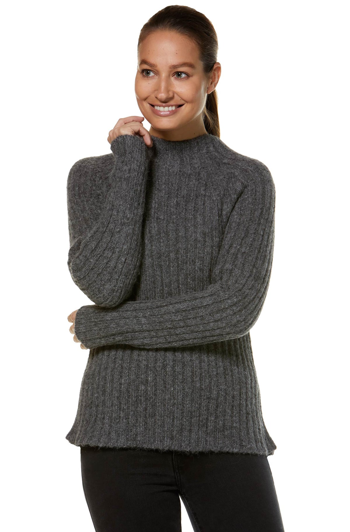 Alpaka Pullover DOLCE mit Baby Alpaka und Wolle-grau