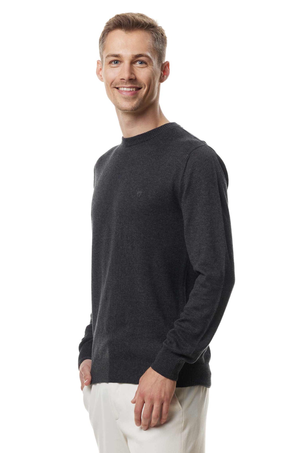 Alpaka Pullover BASIC aus 100% Baby Alpaka-anthrazit
