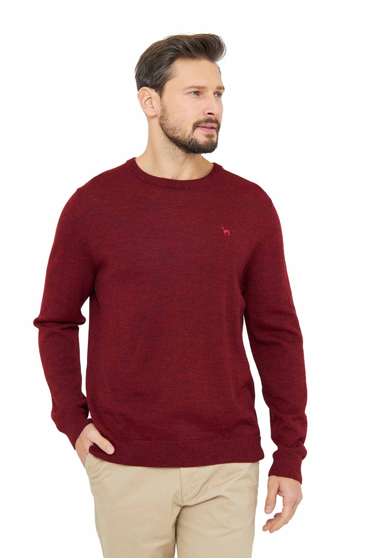 Alpaka Pullover UNI-rot meliert