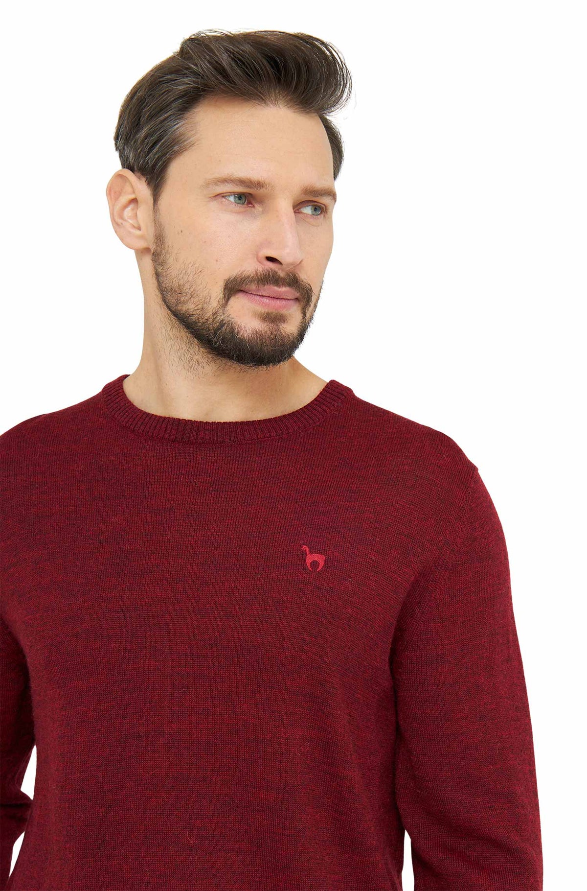 Alpaka Pullover UNI-rot meliert