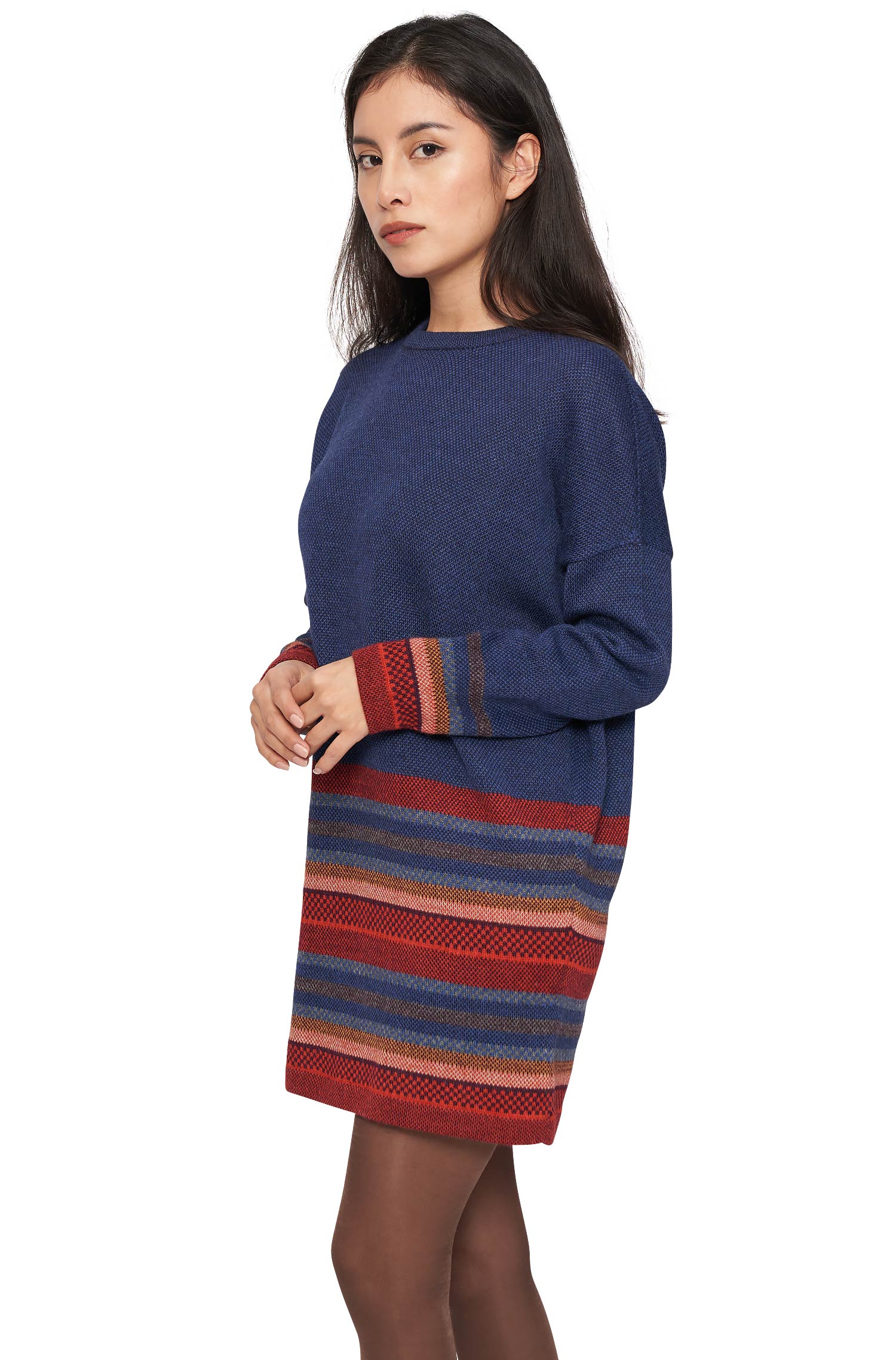 Alpaka Long-Pullover KYARA aus 100% Baby Alpaka-rusty blue