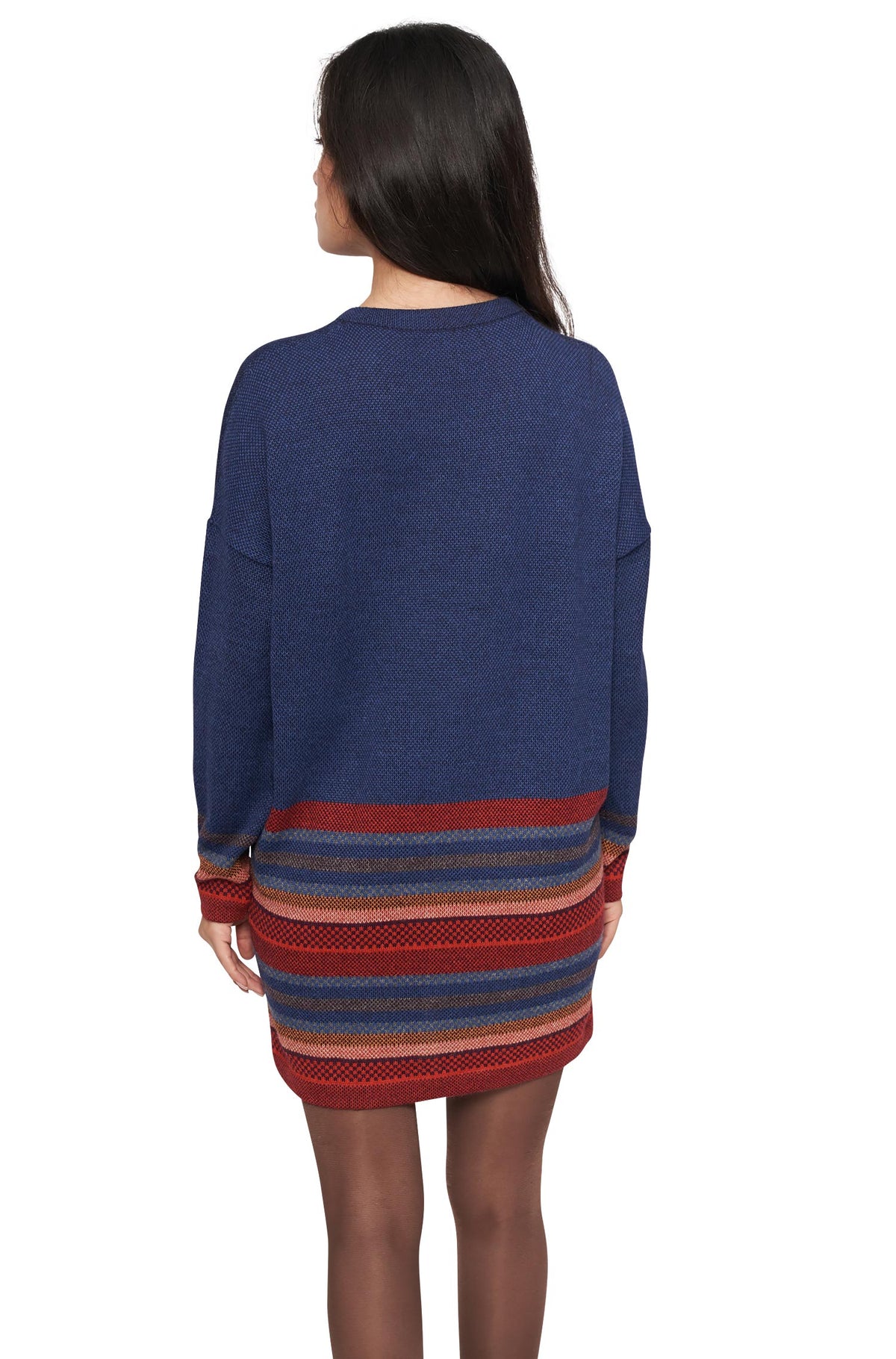 Alpaka Long-Pullover KYARA aus 100% Baby Alpaka-rusty blue