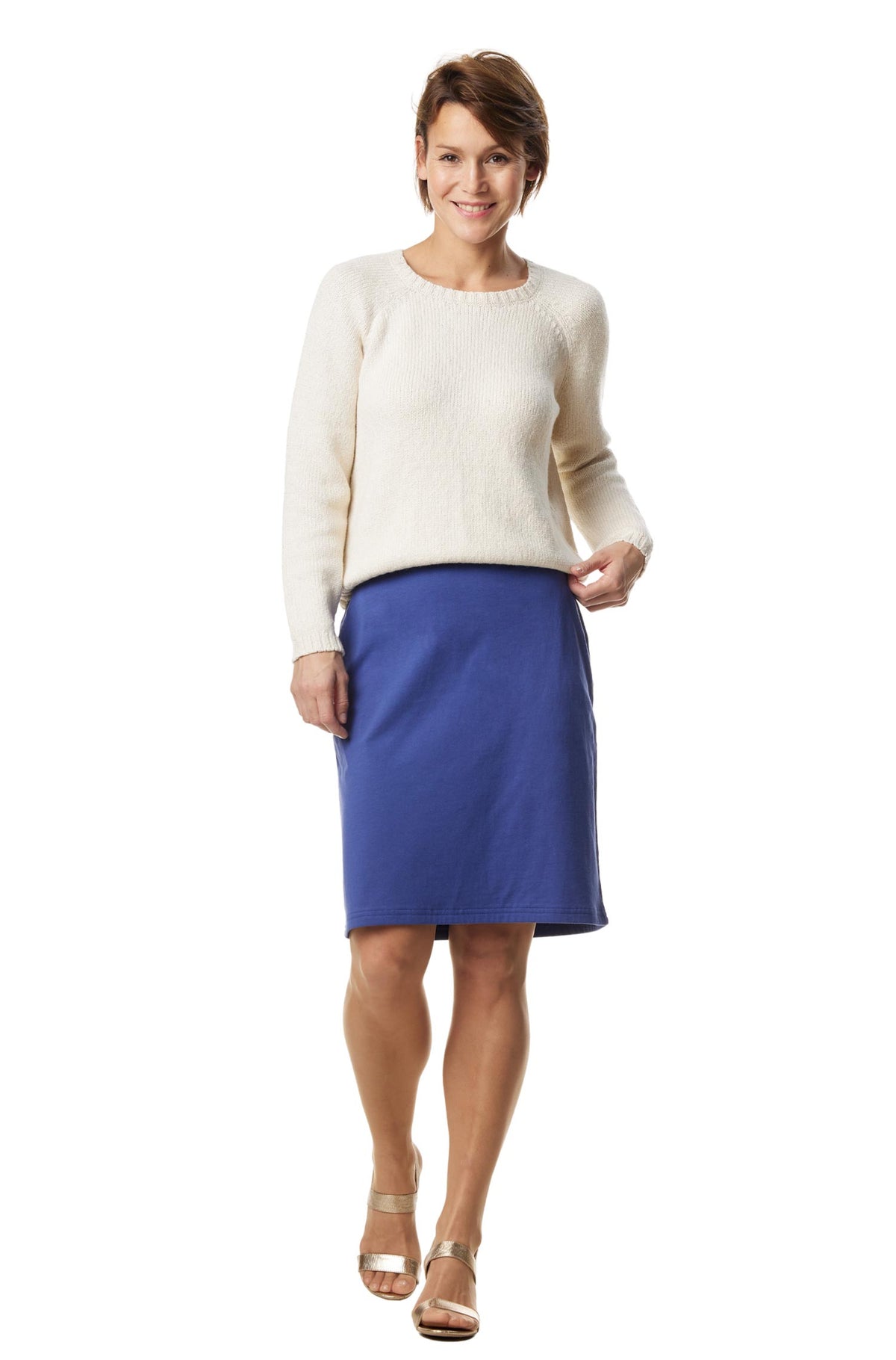 Alpaka Rundhals Pullover ELLA aus Baby Alpaka und Pima Baumwolle-ecru