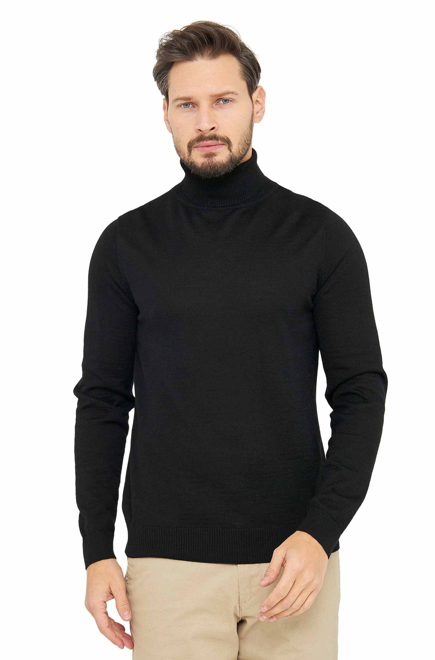 Alpaka Rollkragen Pullover MADAI aus Baby Alpaka und Seide-schwarz