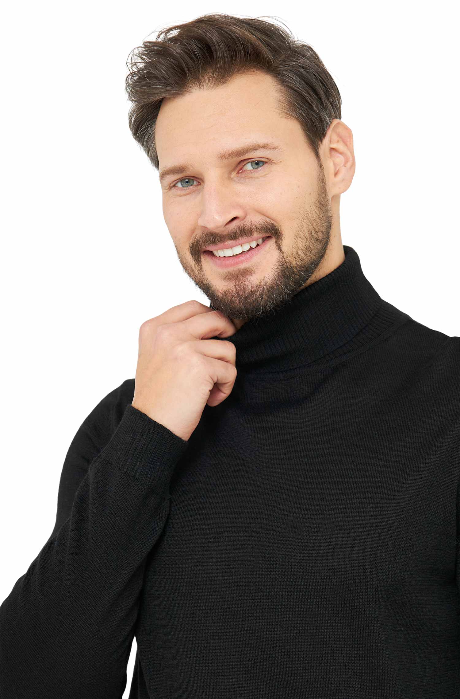 Alpaka Rollkragen Pullover MADAI aus Baby Alpaka und Seide-schwarz