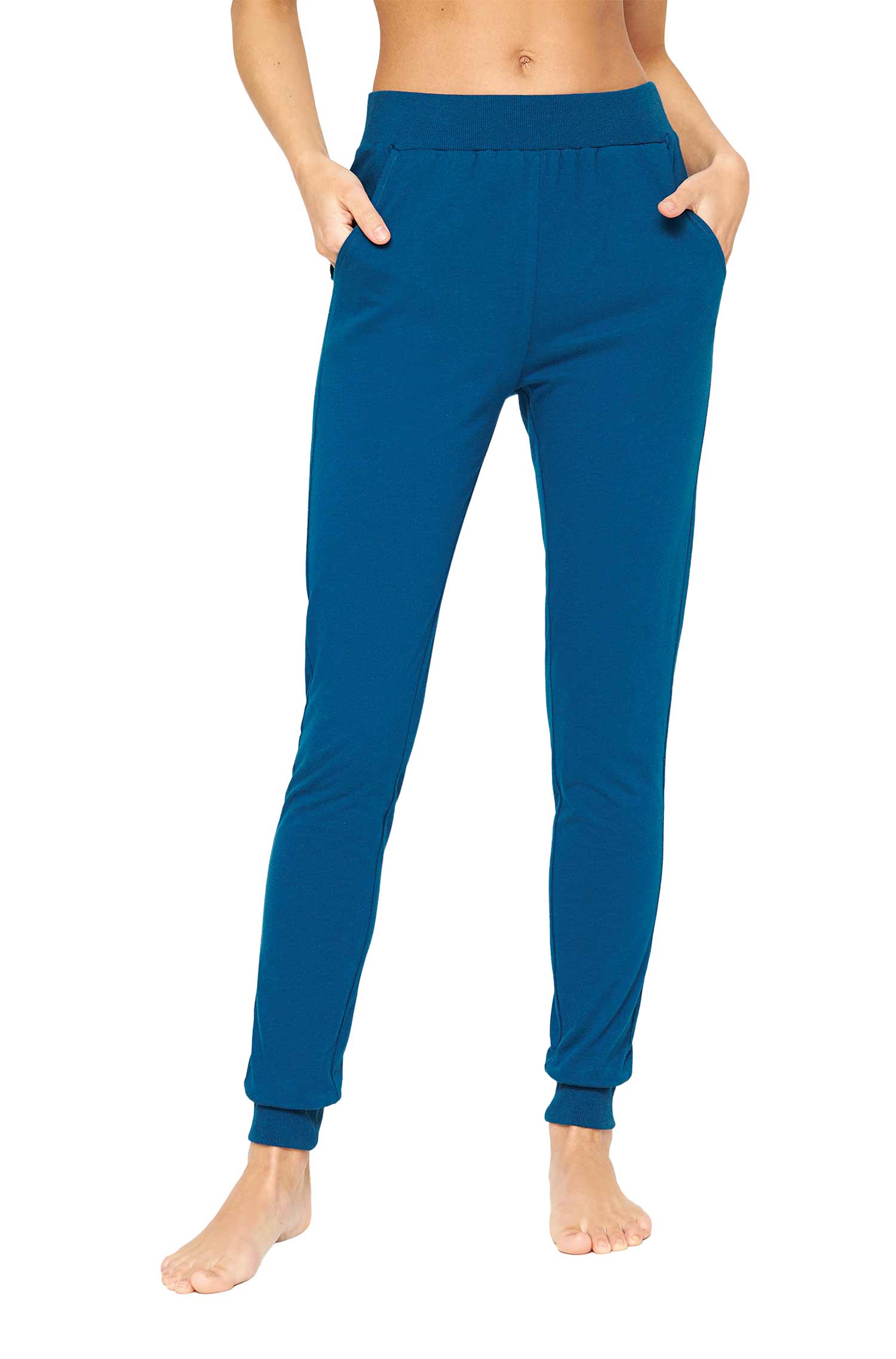 Alpaka Pyjama Damen Hose DREAMLINE aus Alpaka-Baumwoll-Mix-midnight blue