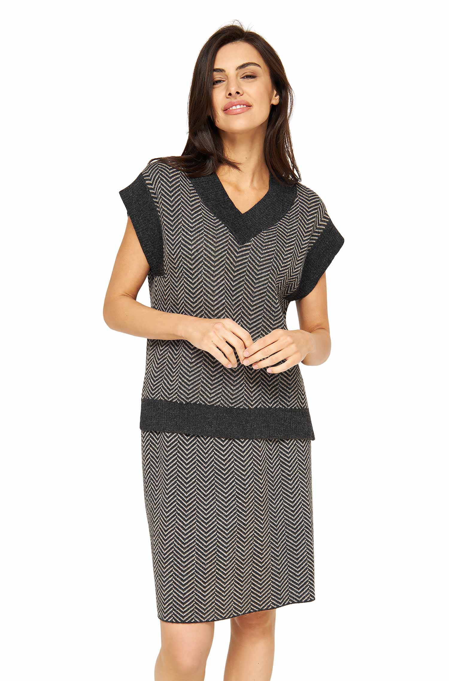 Alpaka Strick-Pullunder DALIA aus 100% Baby Alpaka-sandy slate