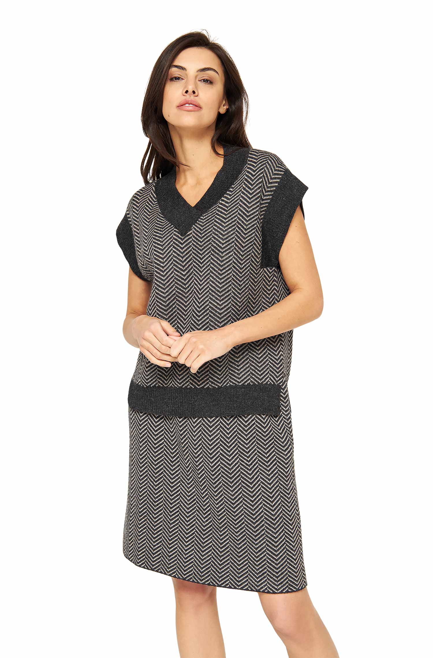 Alpaka Strick-Pullunder DALIA aus 100% Baby Alpaka-sandy slate