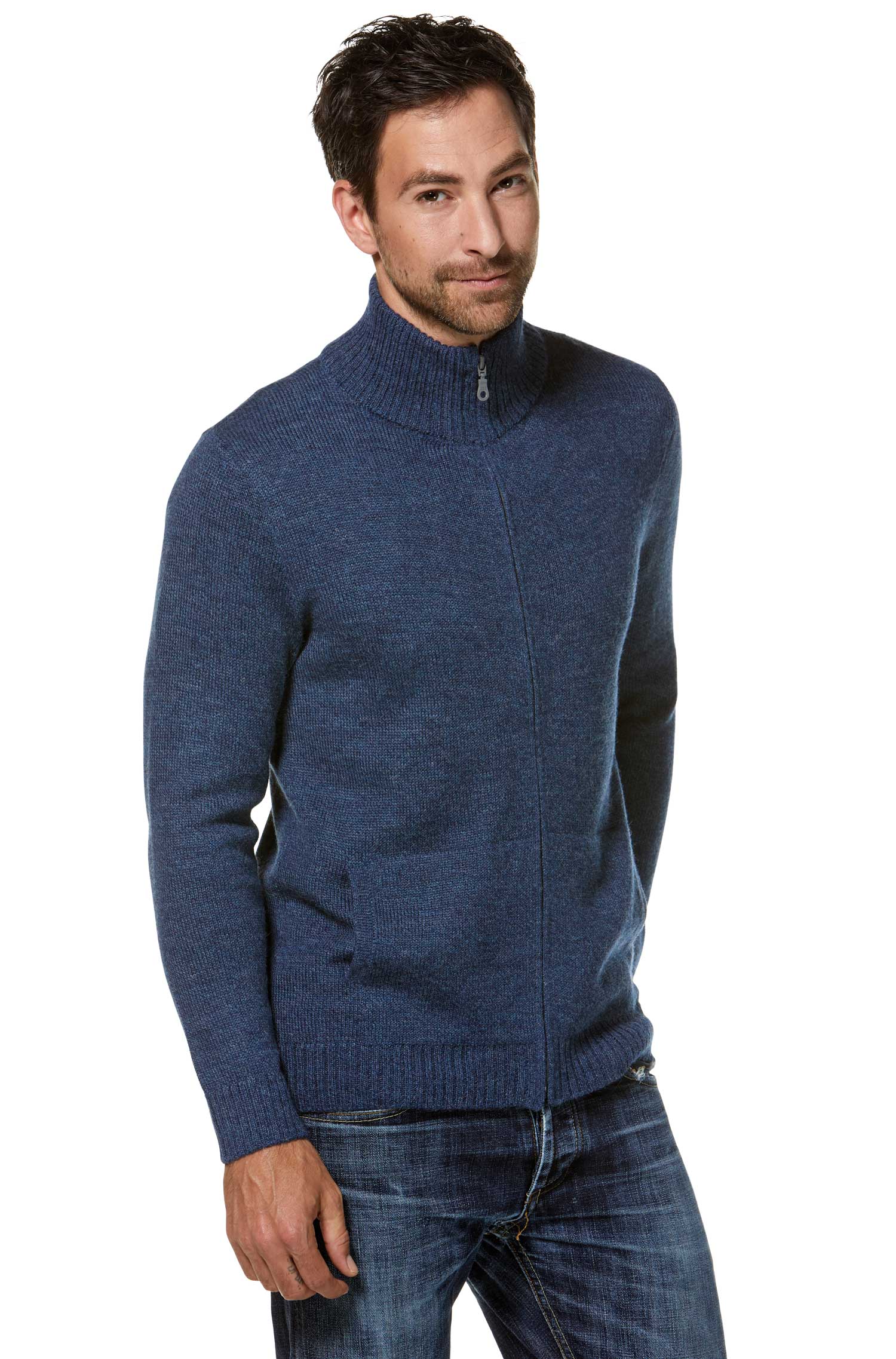 Alpaka Strickjacke RONALDO XXXL aus 100% Baby Alpaka-schwarz