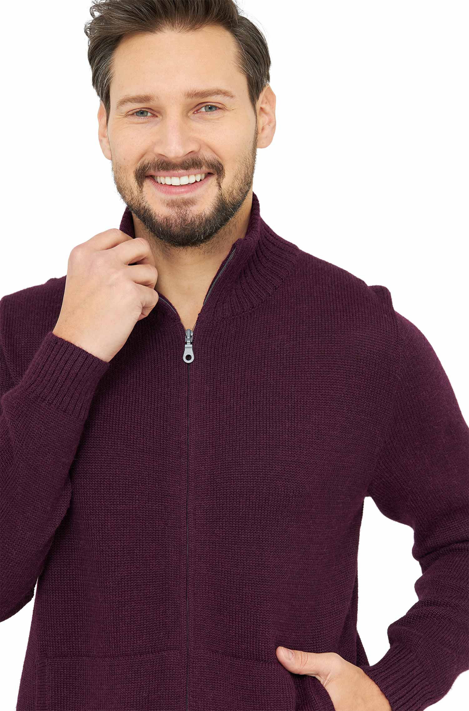 Alpaka Strickjacke RONALDO XXXL aus 100% Baby Alpaka-schwarz
