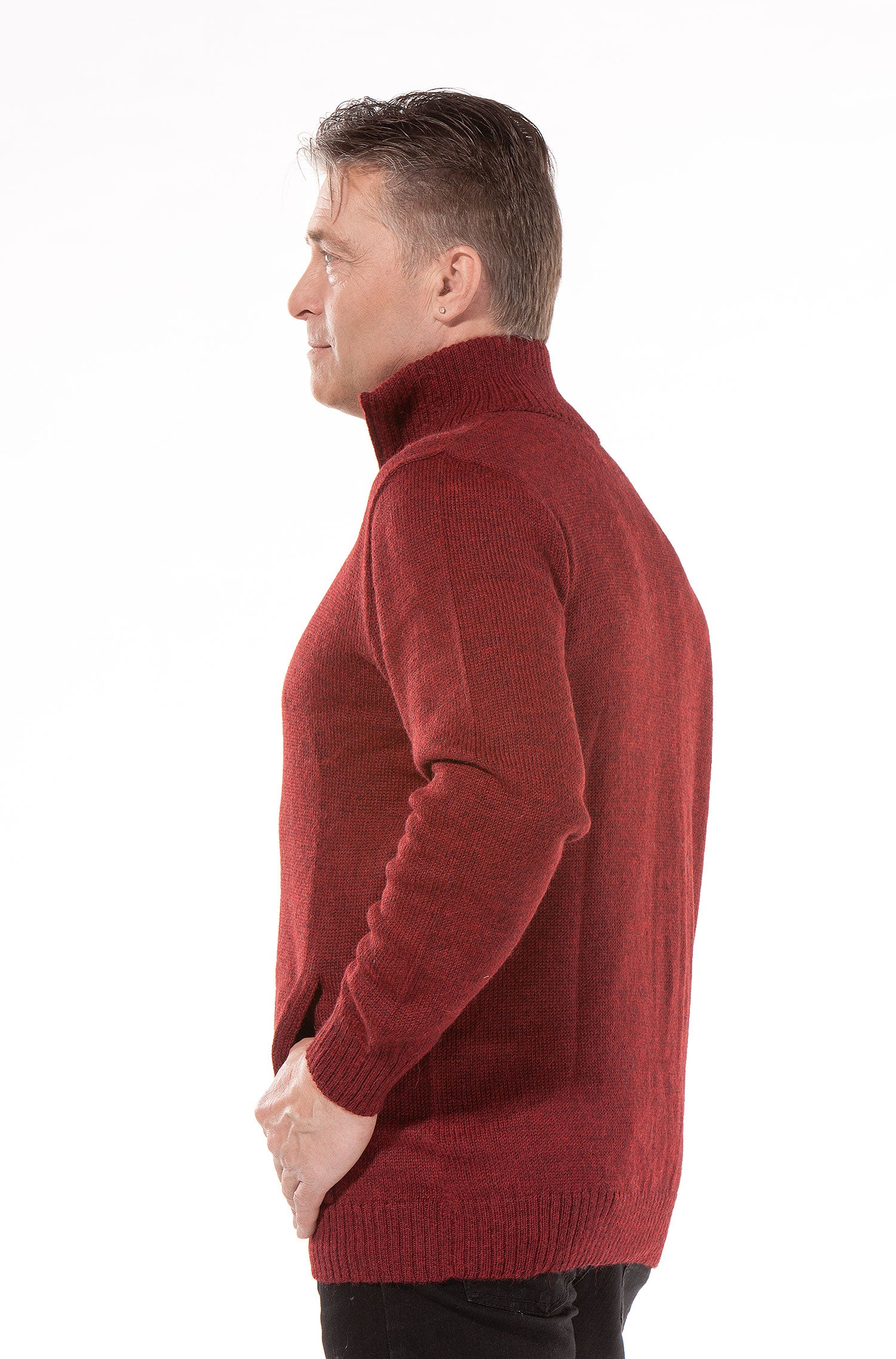Alpaka Strickjacke RONALDO XXXL aus 100% Baby Alpaka-schwarz