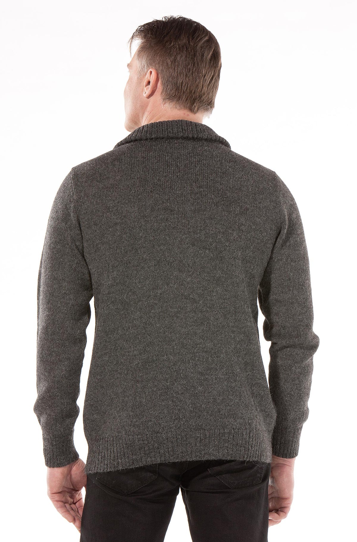 Alpaka Strickjacke RONALDO XXXL aus 100% Baby Alpaka-schwarz