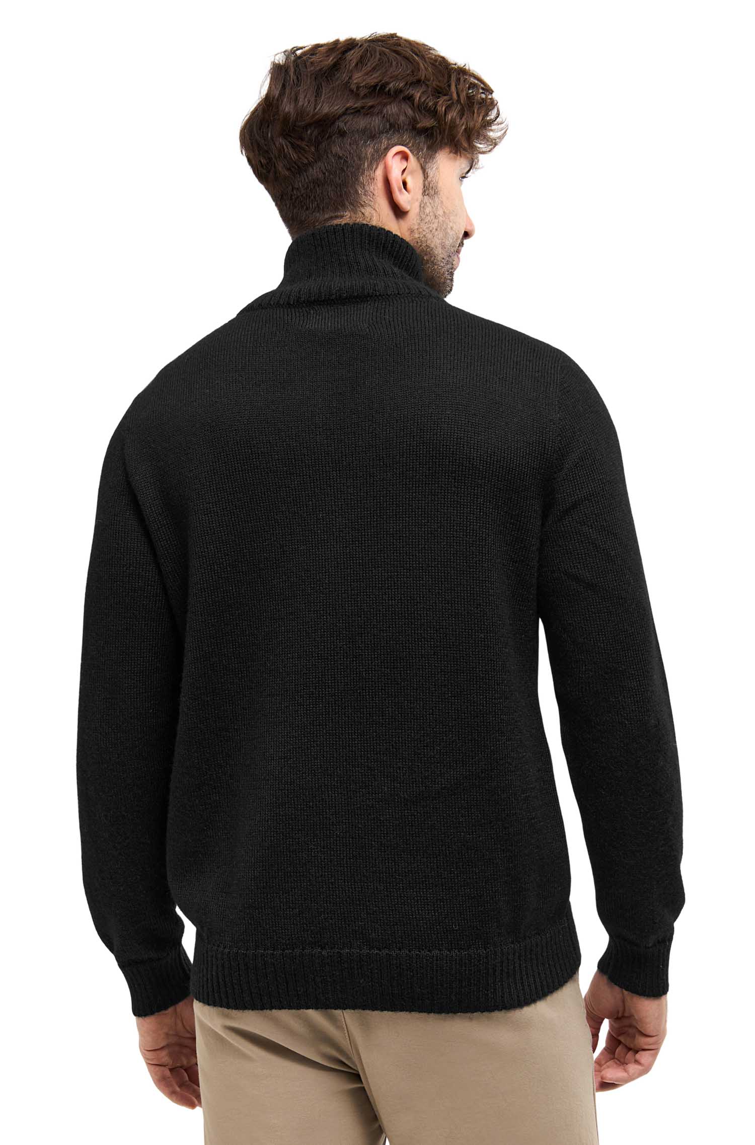 Alpaka Strickjacke RONALDO XXXL aus 100% Baby Alpaka-schwarz