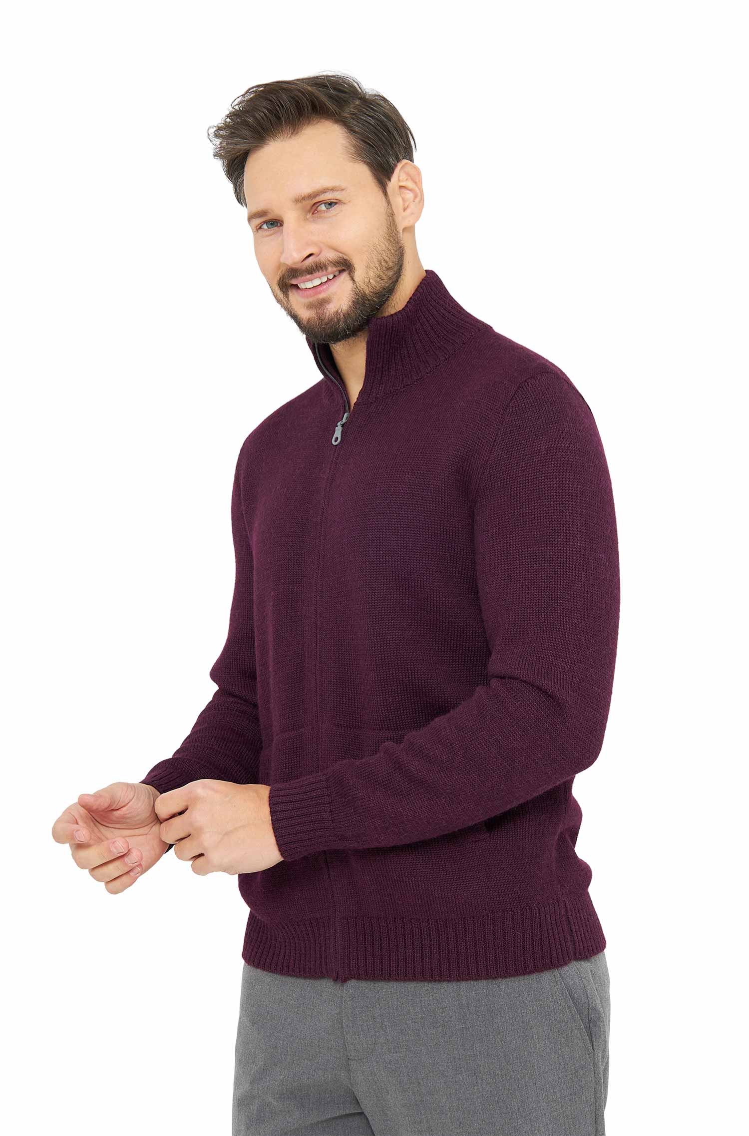Alpaka Strickjacke RONALDO XXXL aus 100% Baby Alpaka-schwarz